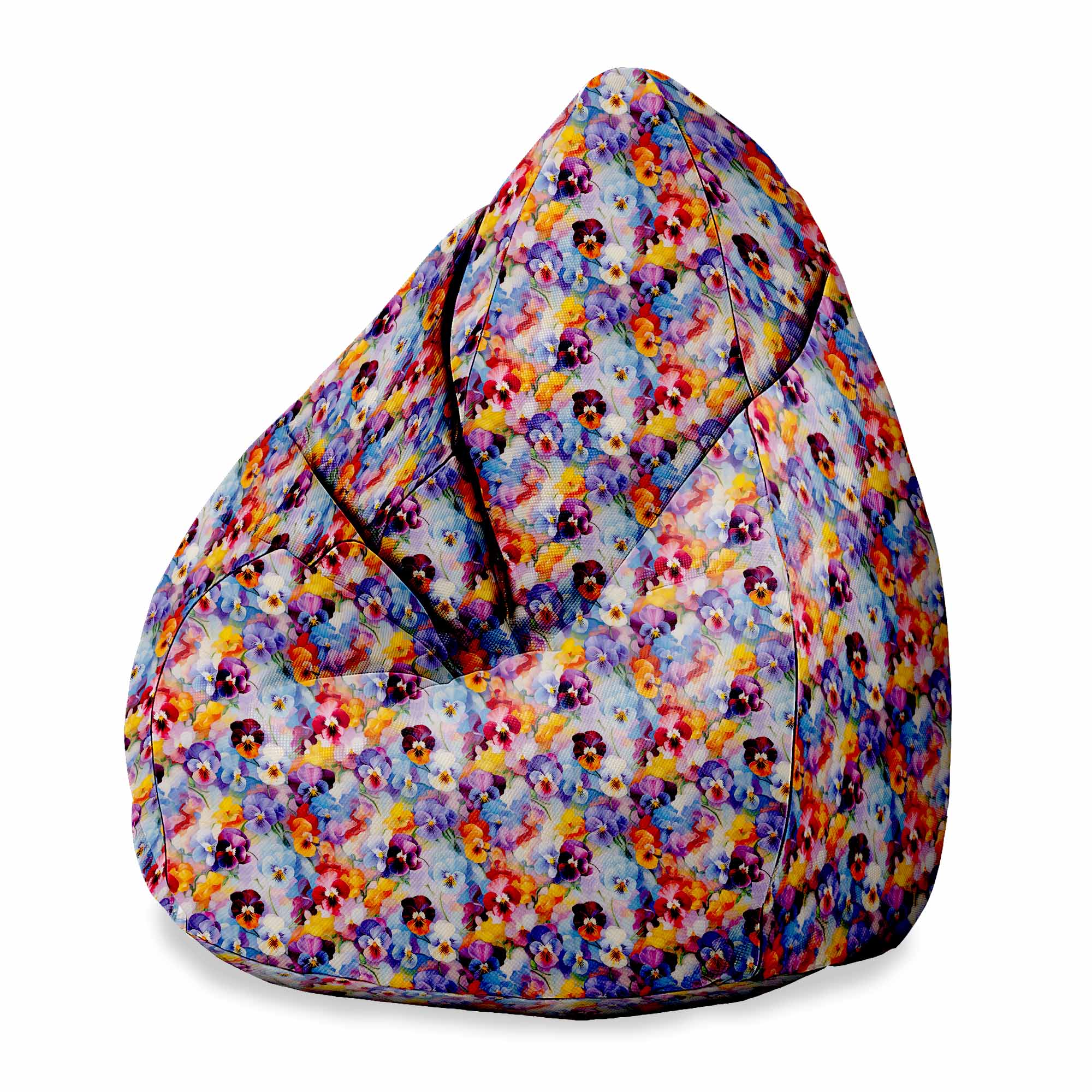 Puf Pearshape Colorful Flowers Pattern