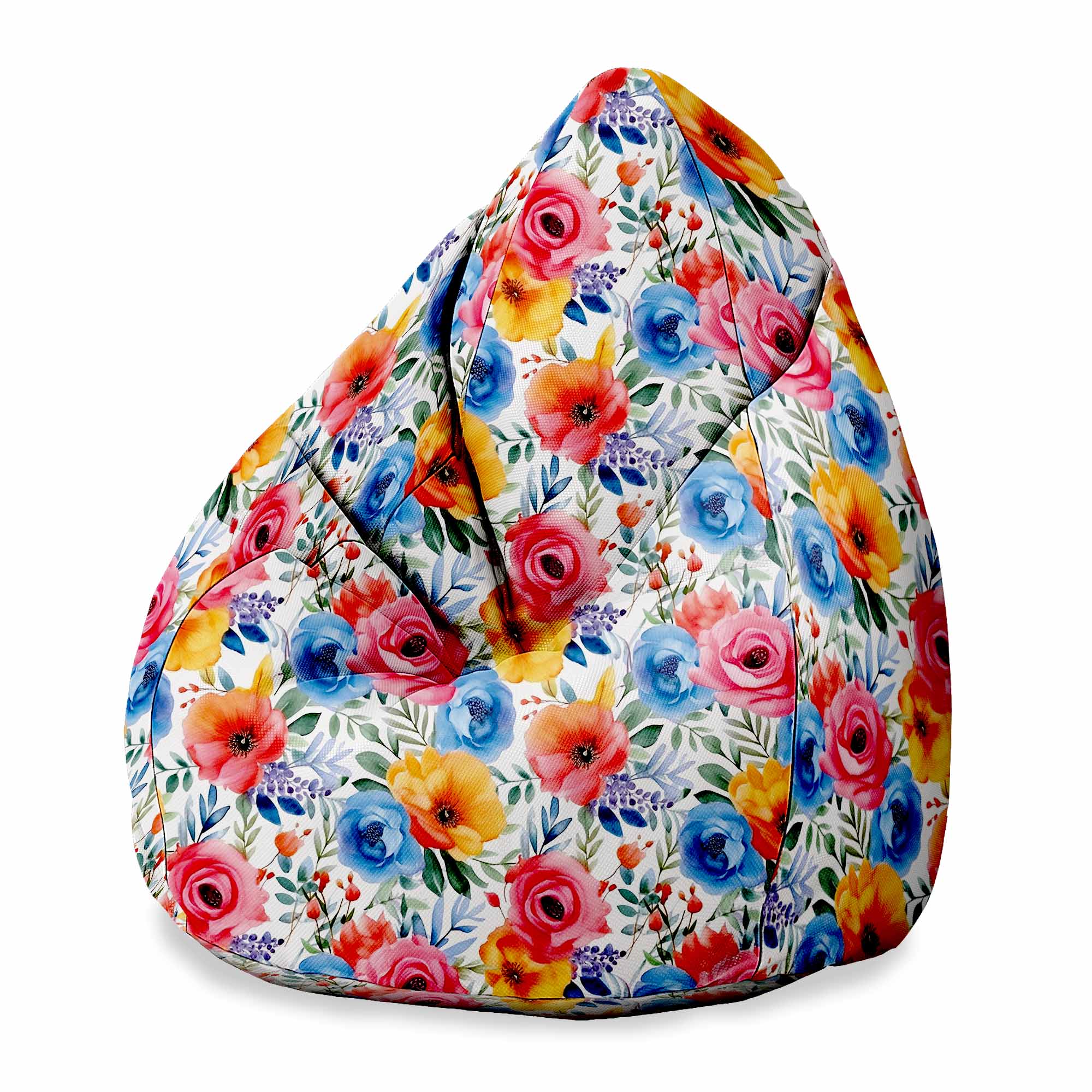 Puf Pearshape Colorful Flowers