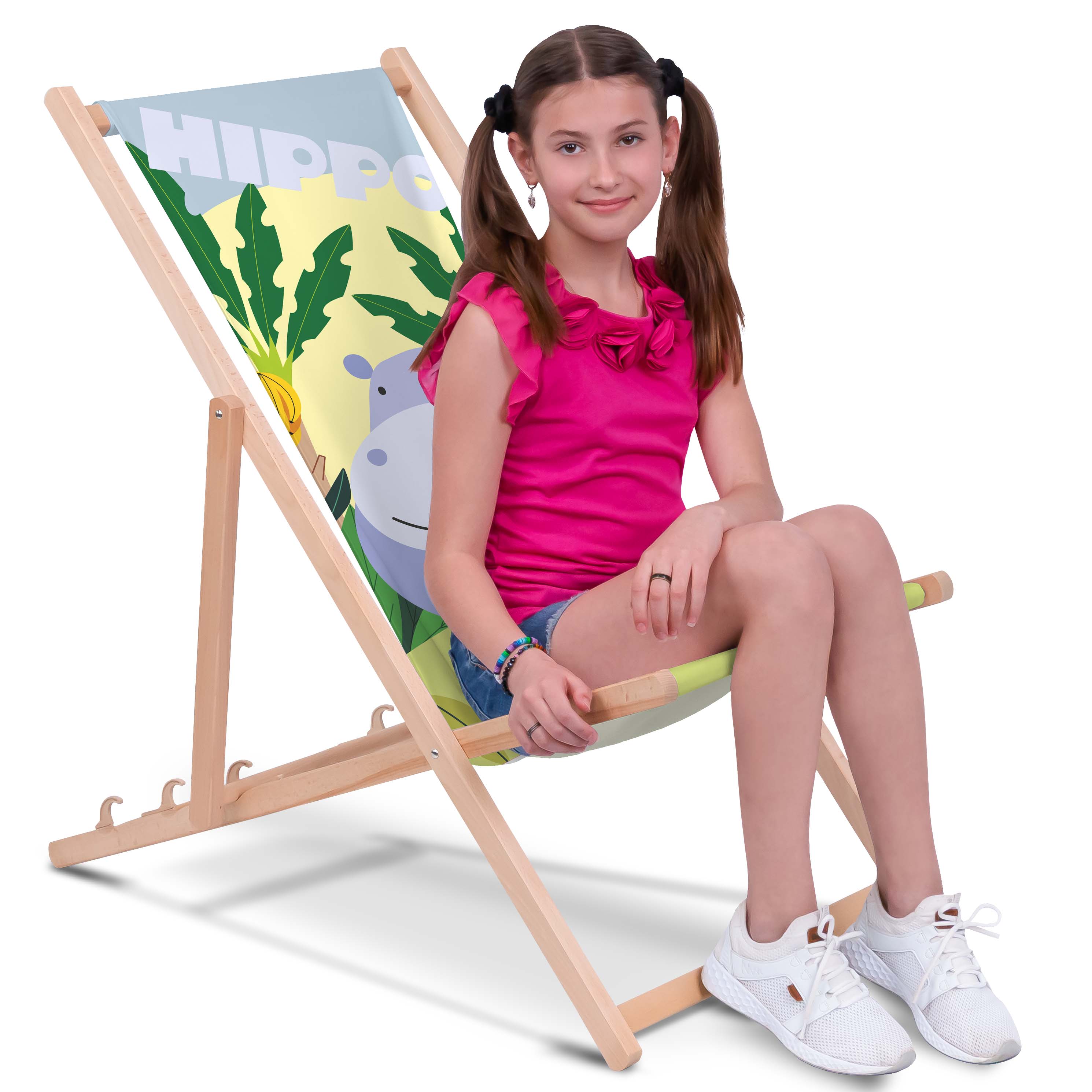 Leżak drewniany Crazy Hippopotamus-M
