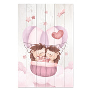 Obraz Wood Cute Hedgeghogs in the Clouds-20x30 cm