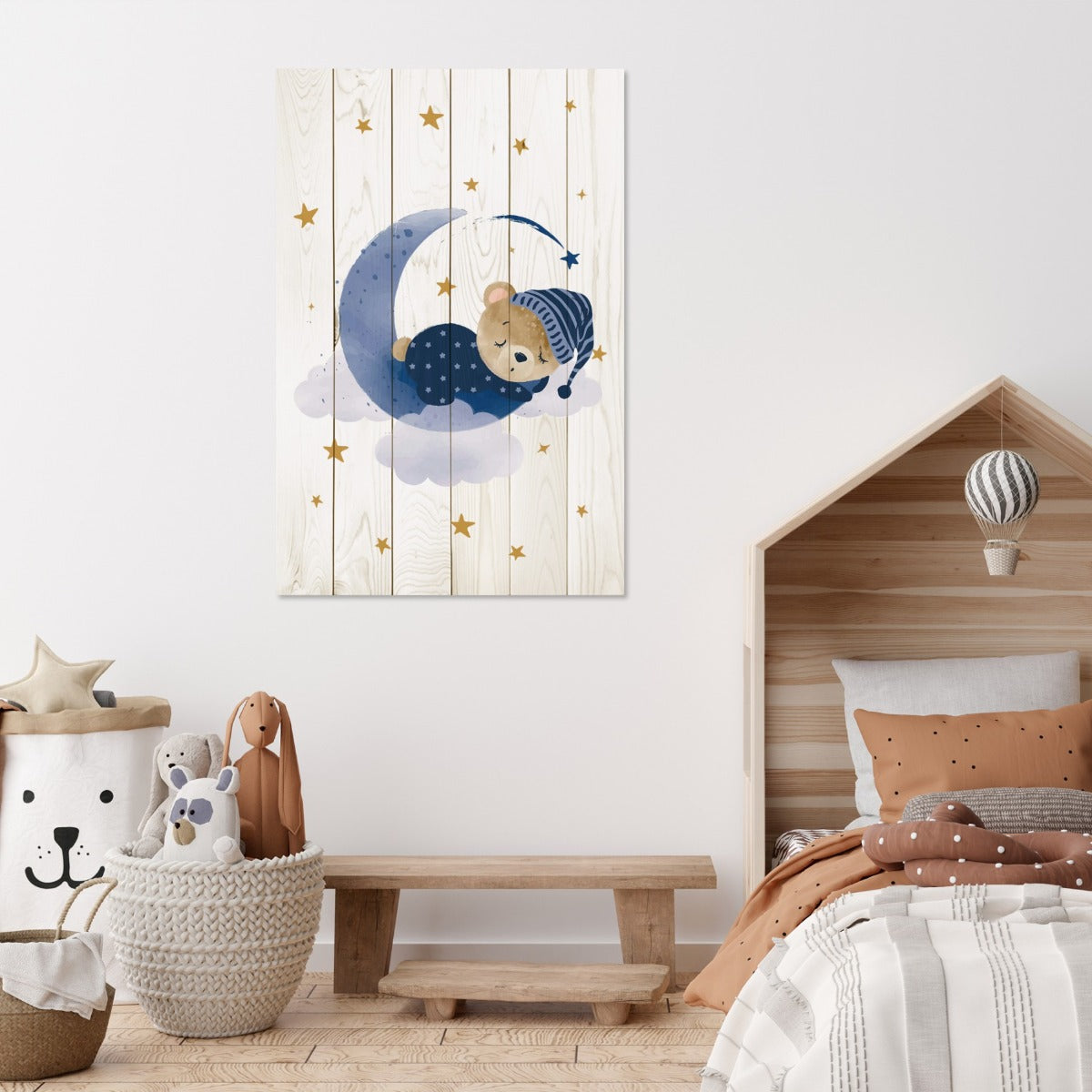 Bild Wood Niedlicher schlafender Bär-60x90 cm