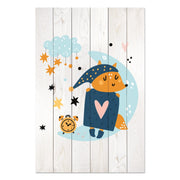Obraz Wood Cute Sleeping Fox-60x90 cm