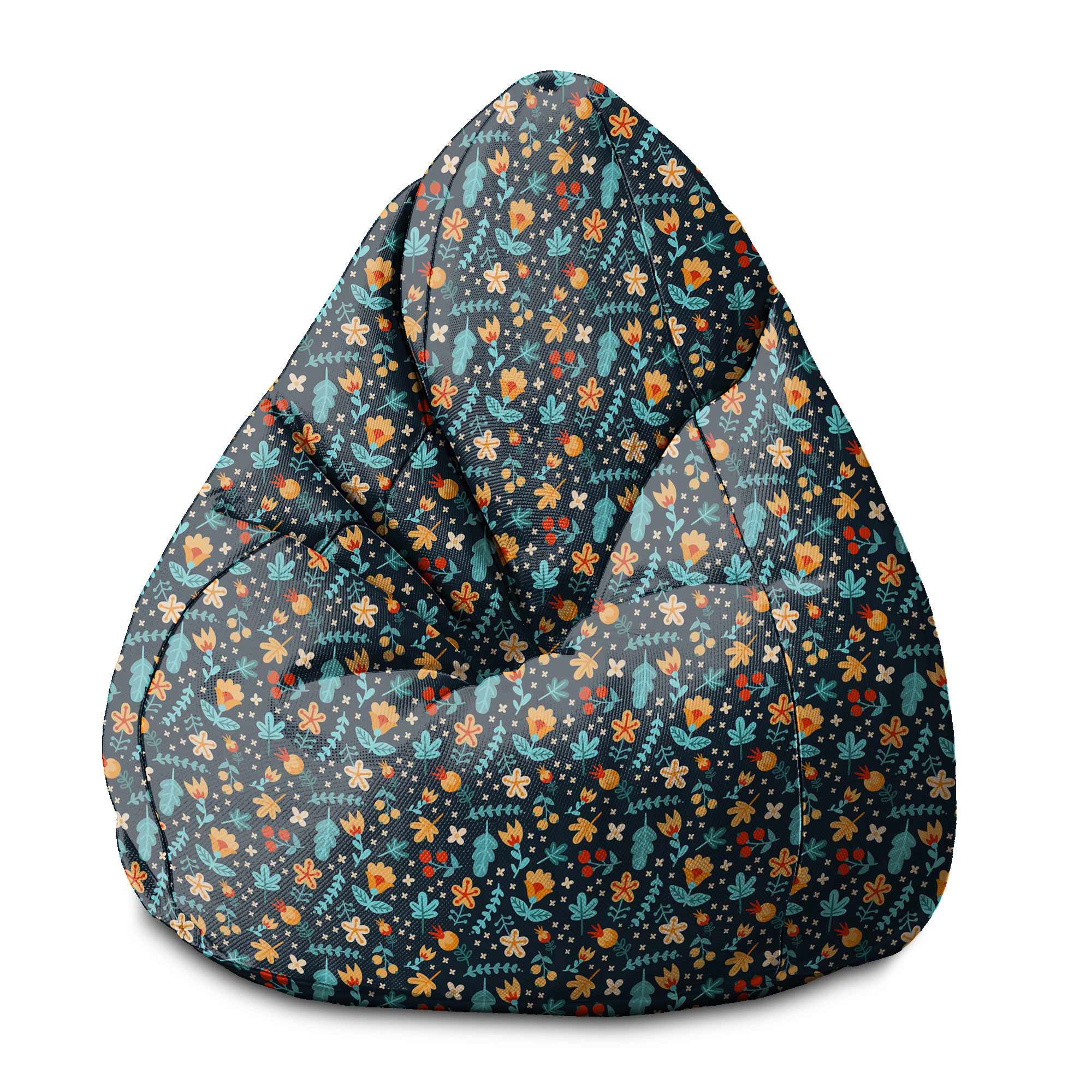 Pearshape Pouf Scattered Flowers-M-Oxford