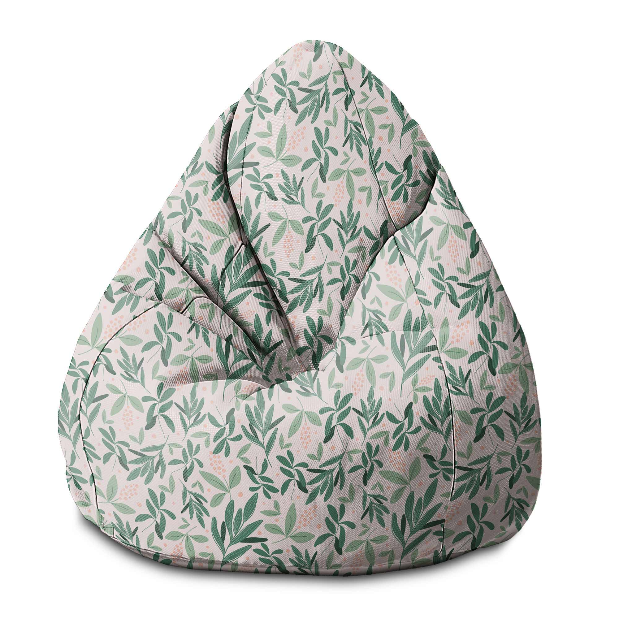 Pearshape Pouf Olive Leaves on Pink