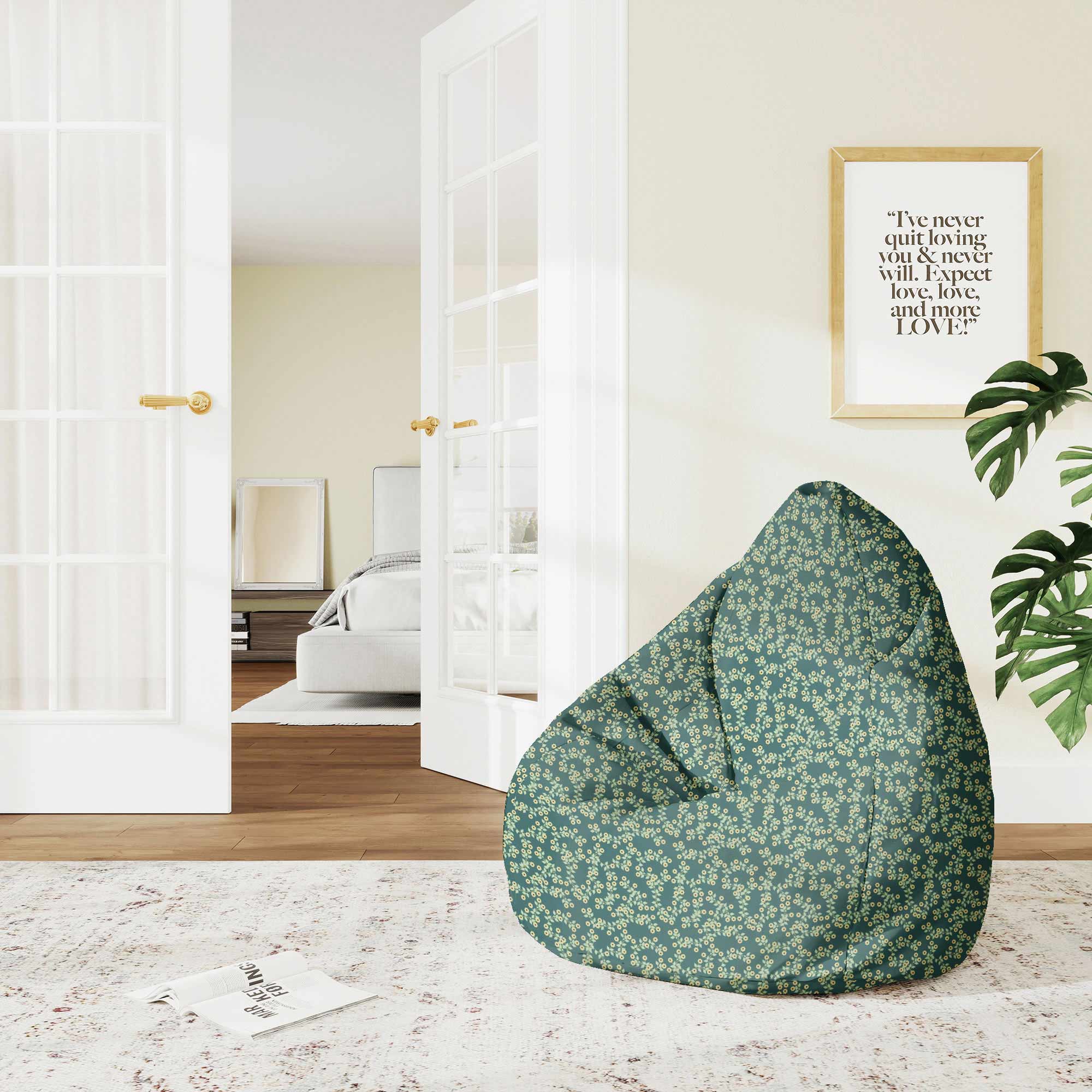 Pearshape Pouf Tiny Flowers-S-Oxford