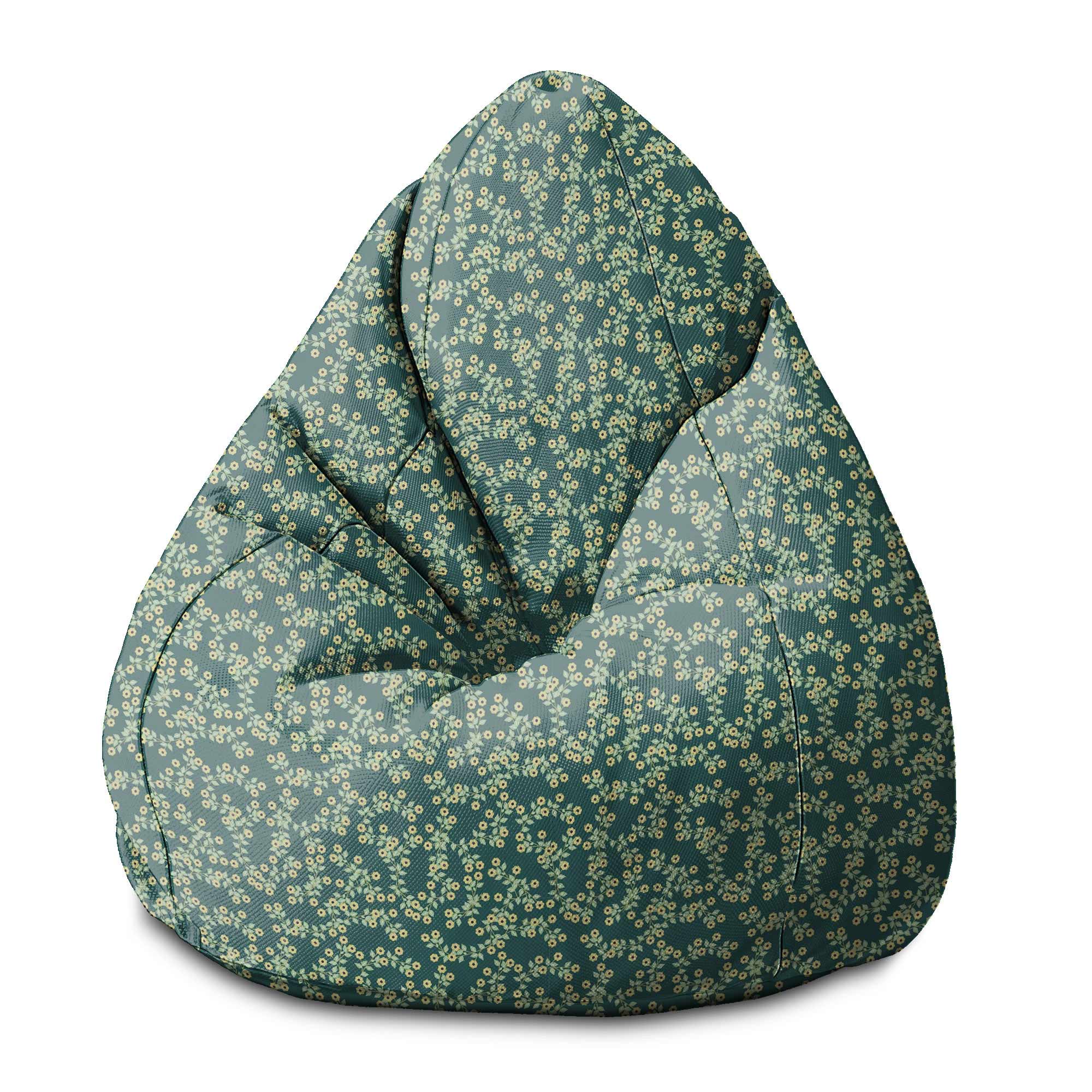Pearshape Pouf Tiny Flowers-S-Oxford