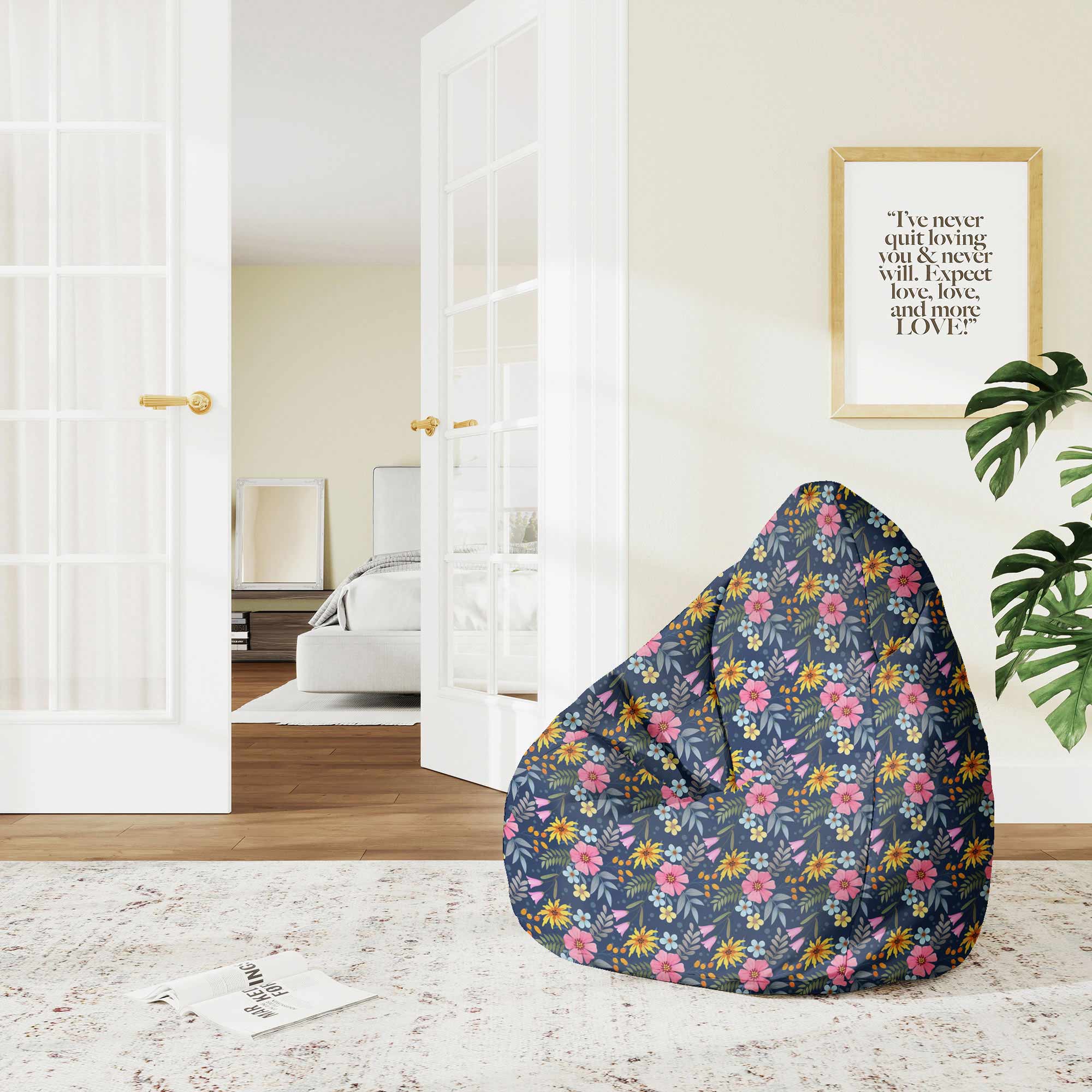 Puf Pearshape Spring Flowers-M-Velvet
