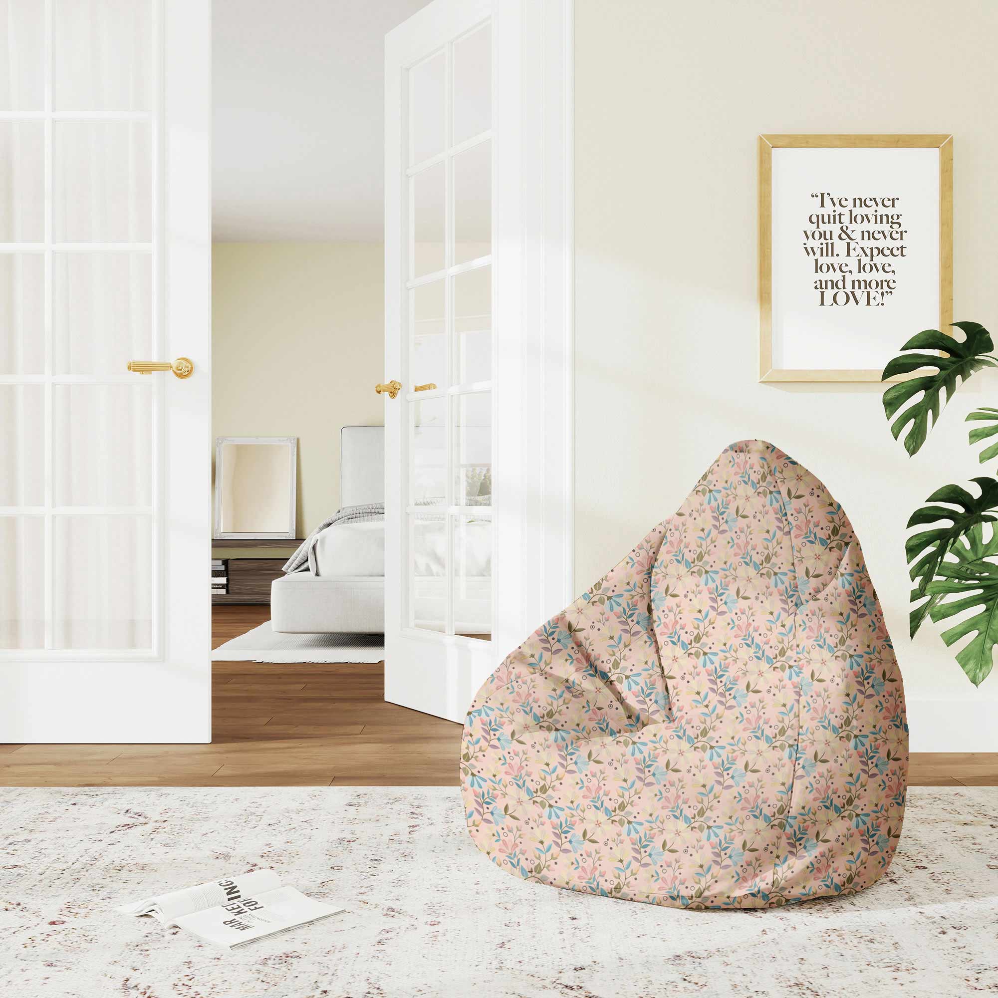 Pearshape Pouf Morning Flowers-M-Oxford