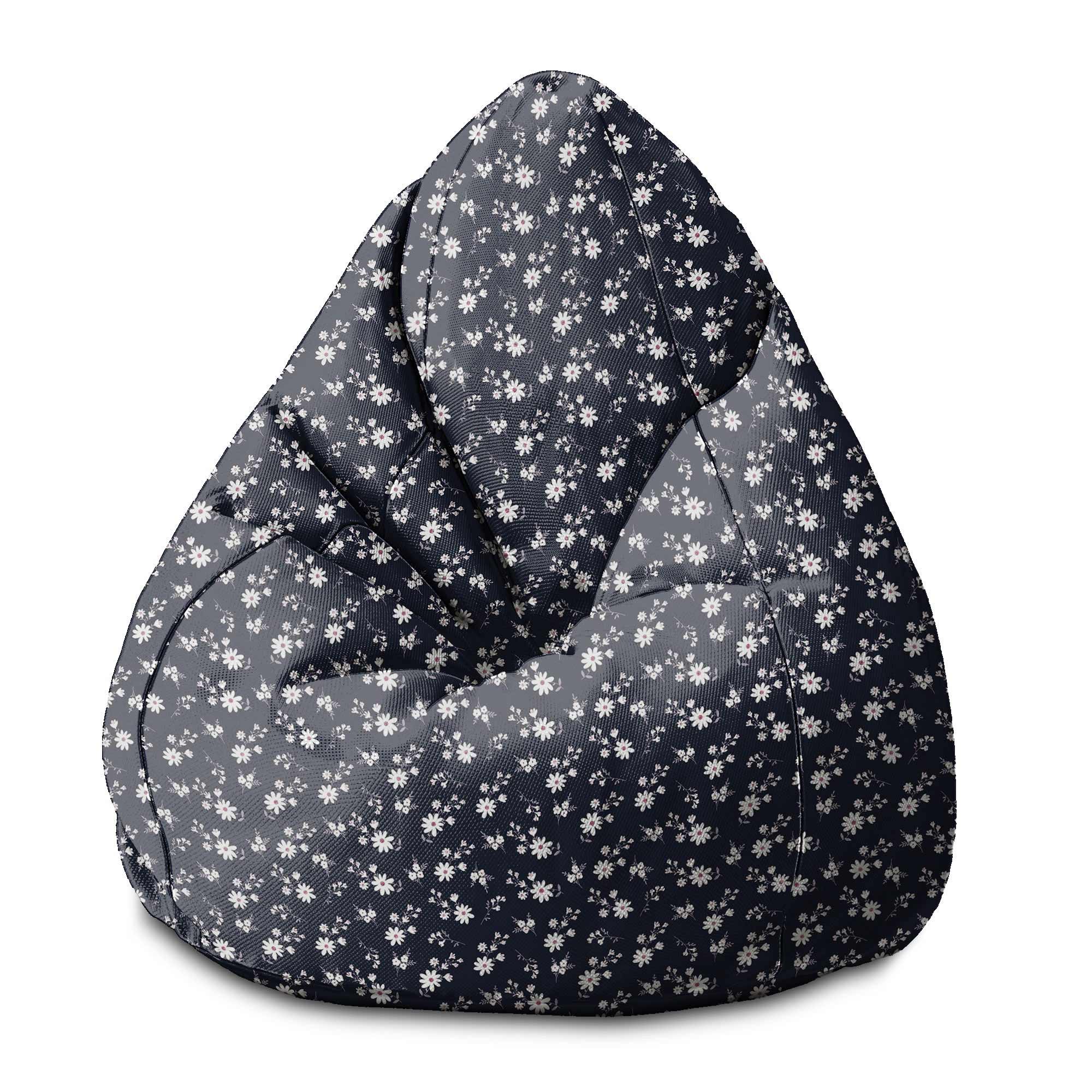 Puf Pearshape Small Flowers on Dark-S-Velvet