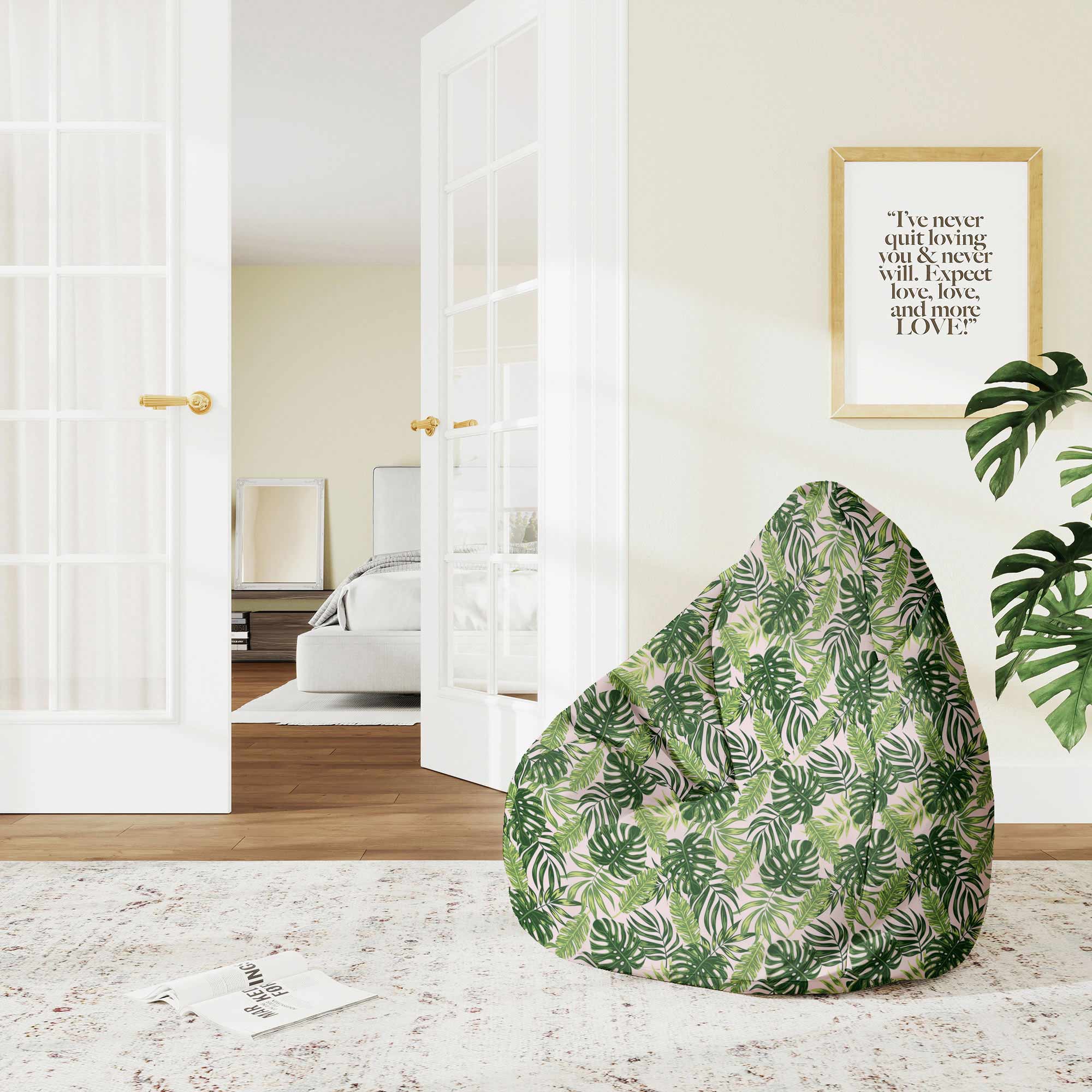 Puf Pearshape Tropical Jungle Leaves-S-Velvet