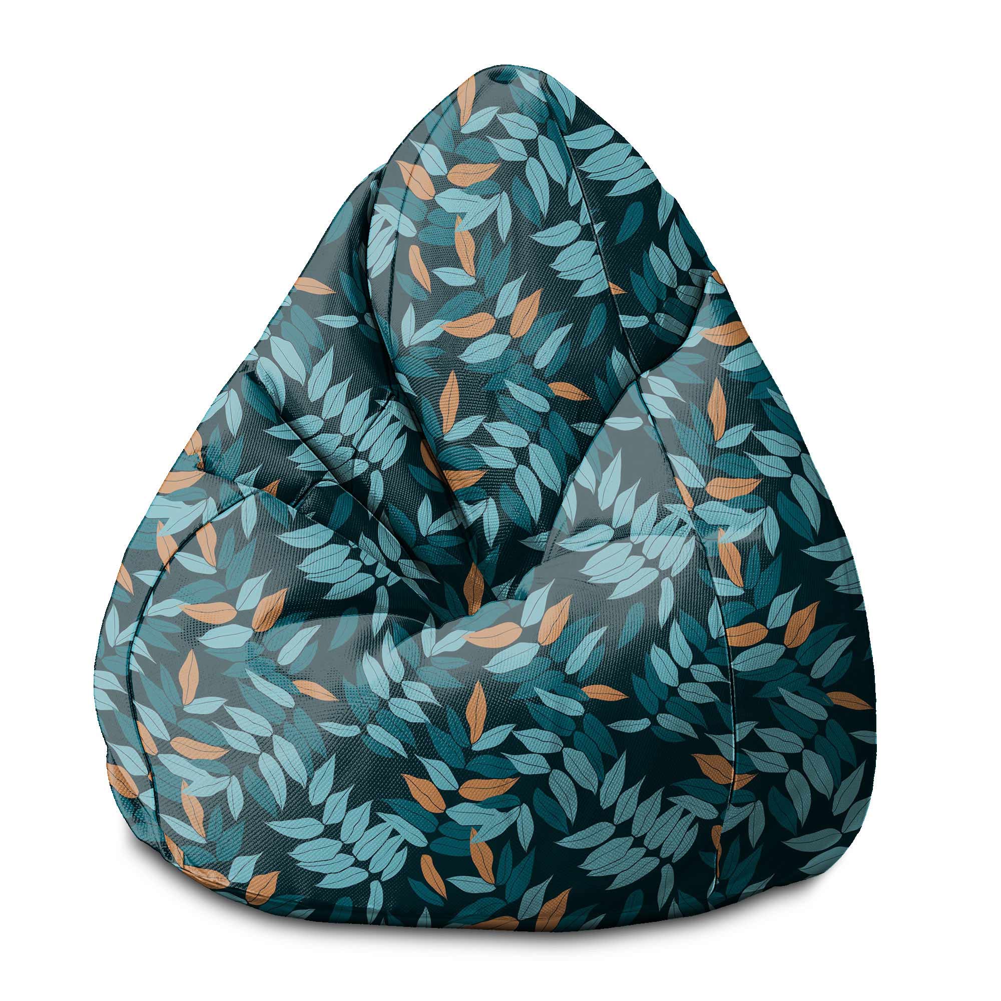 Pearshape Pouf Minimal Leaves Pattern-M-Velvet