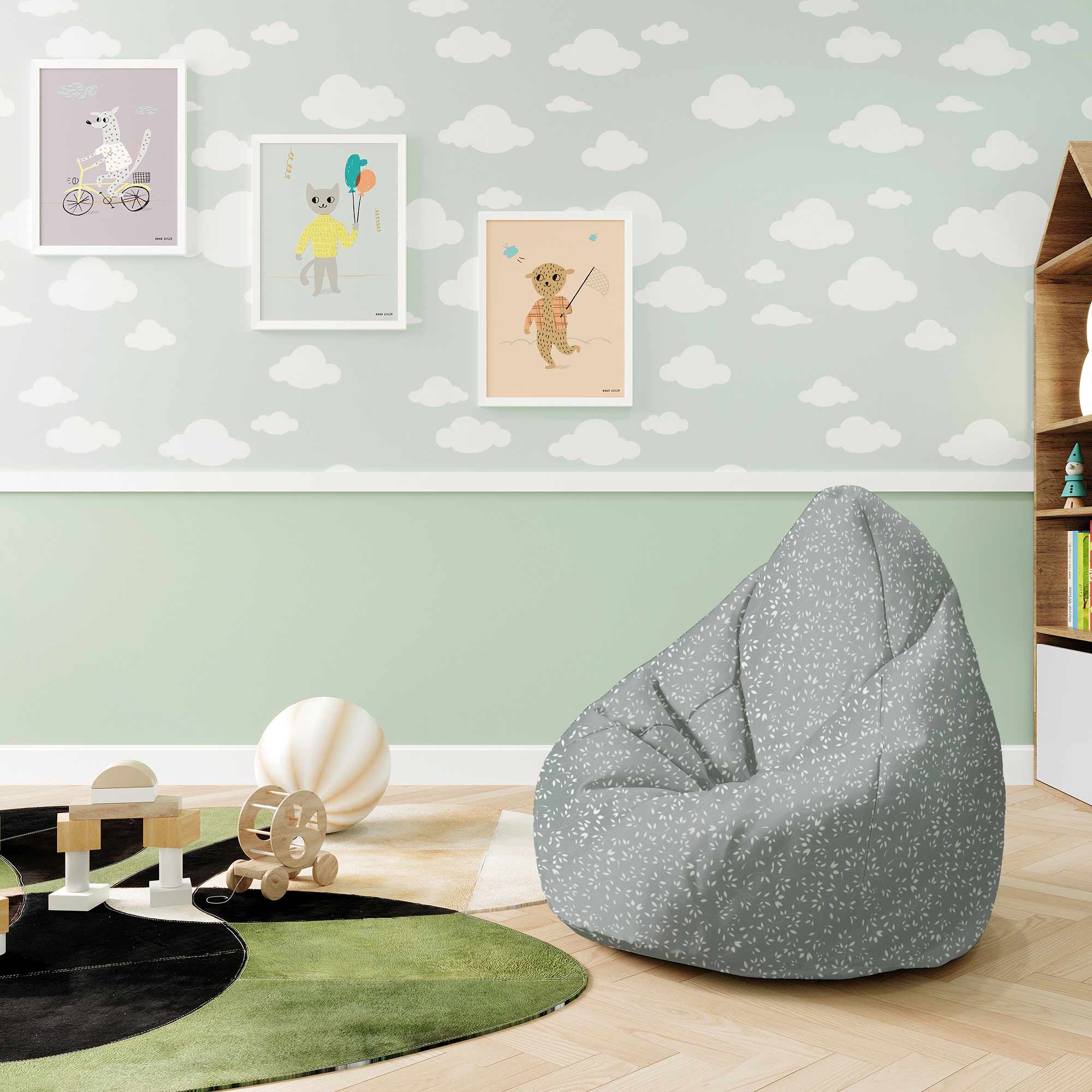 Puf Pearshape Simple Floral-M-Velvet