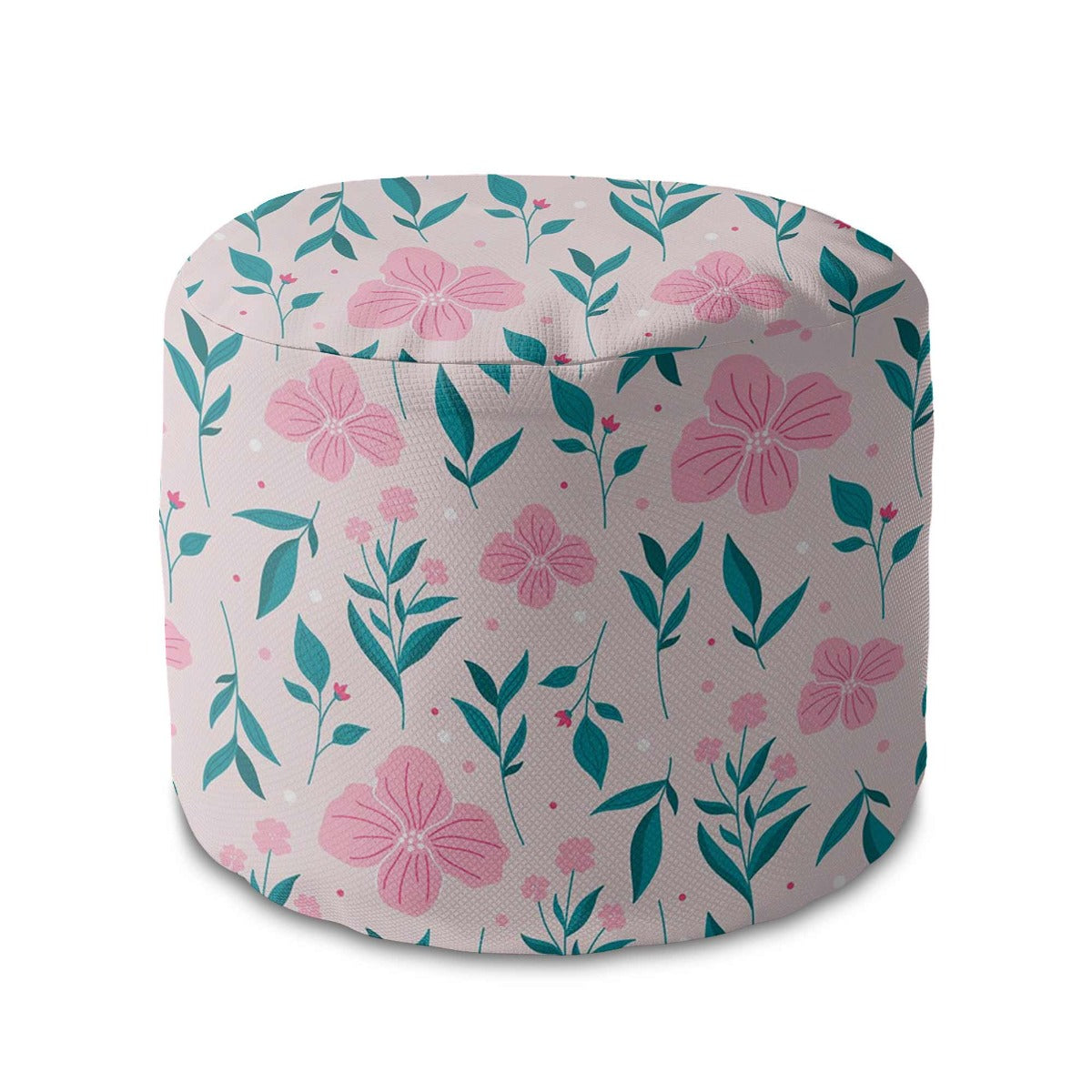 Runder Pouf Fußhocker Delicate Pink Flowers-Velvet