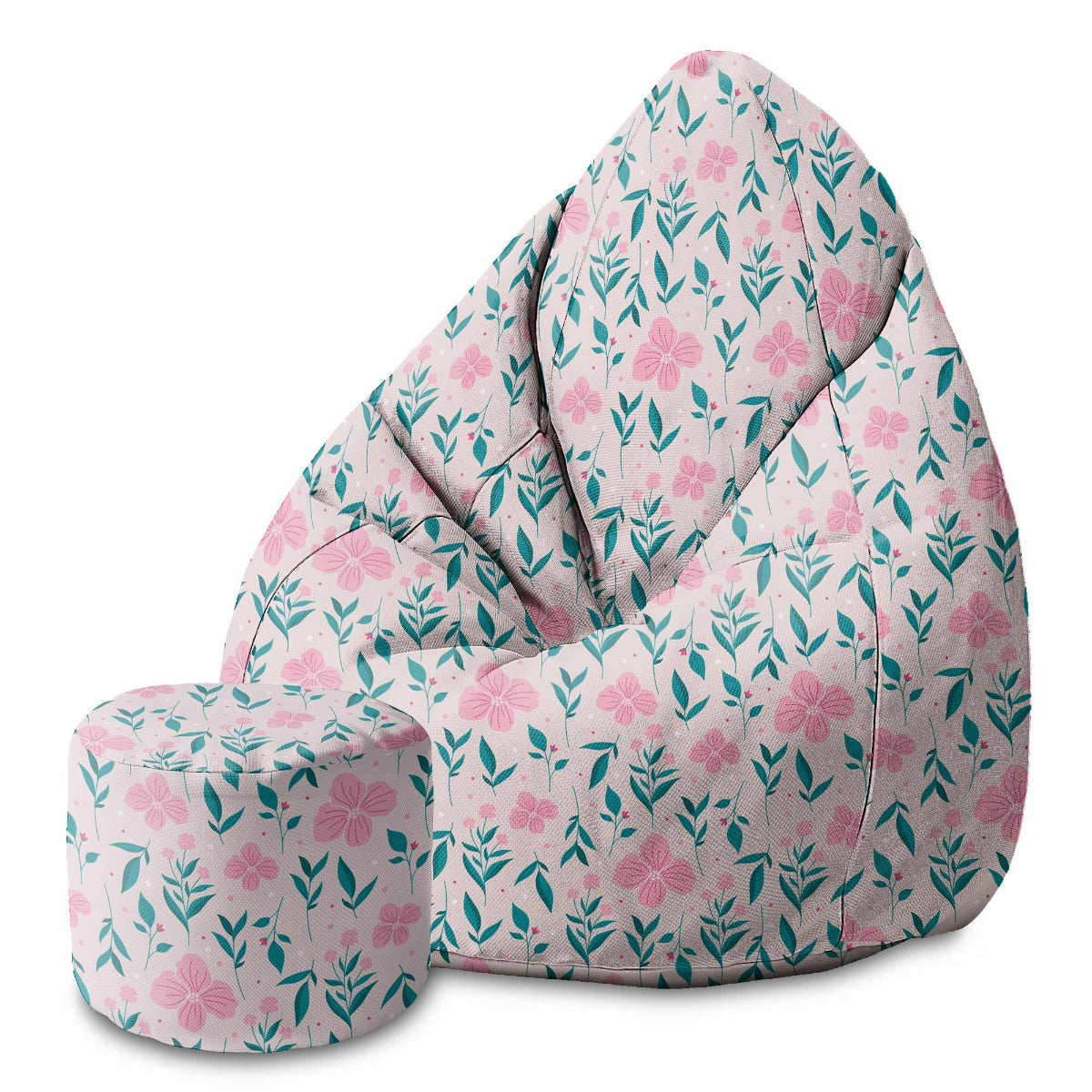 Runder Pouf Fußhocker Delicate Pink Flowers-Velvet