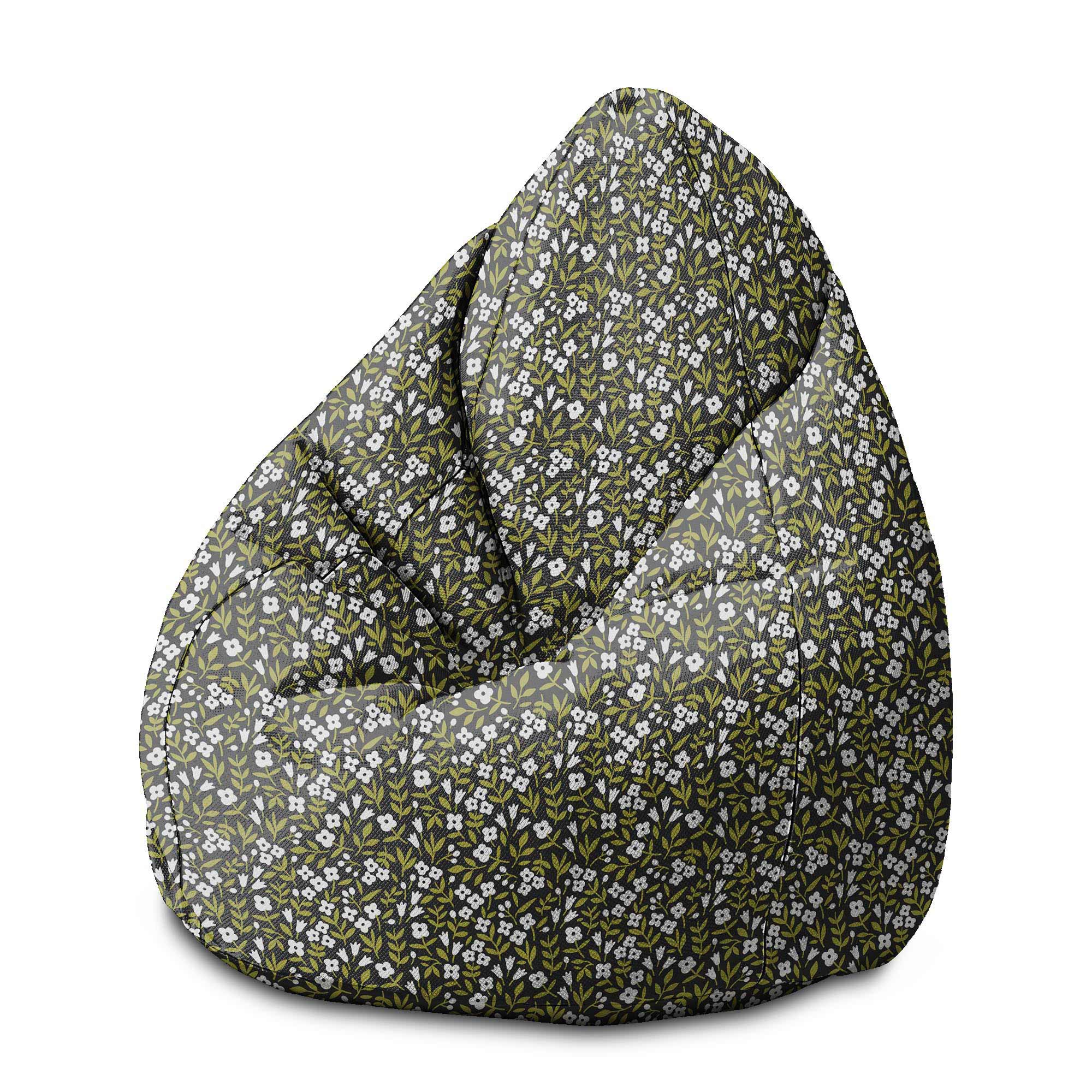 Pearshape Pouf White Flower Meadow-S-Oxford