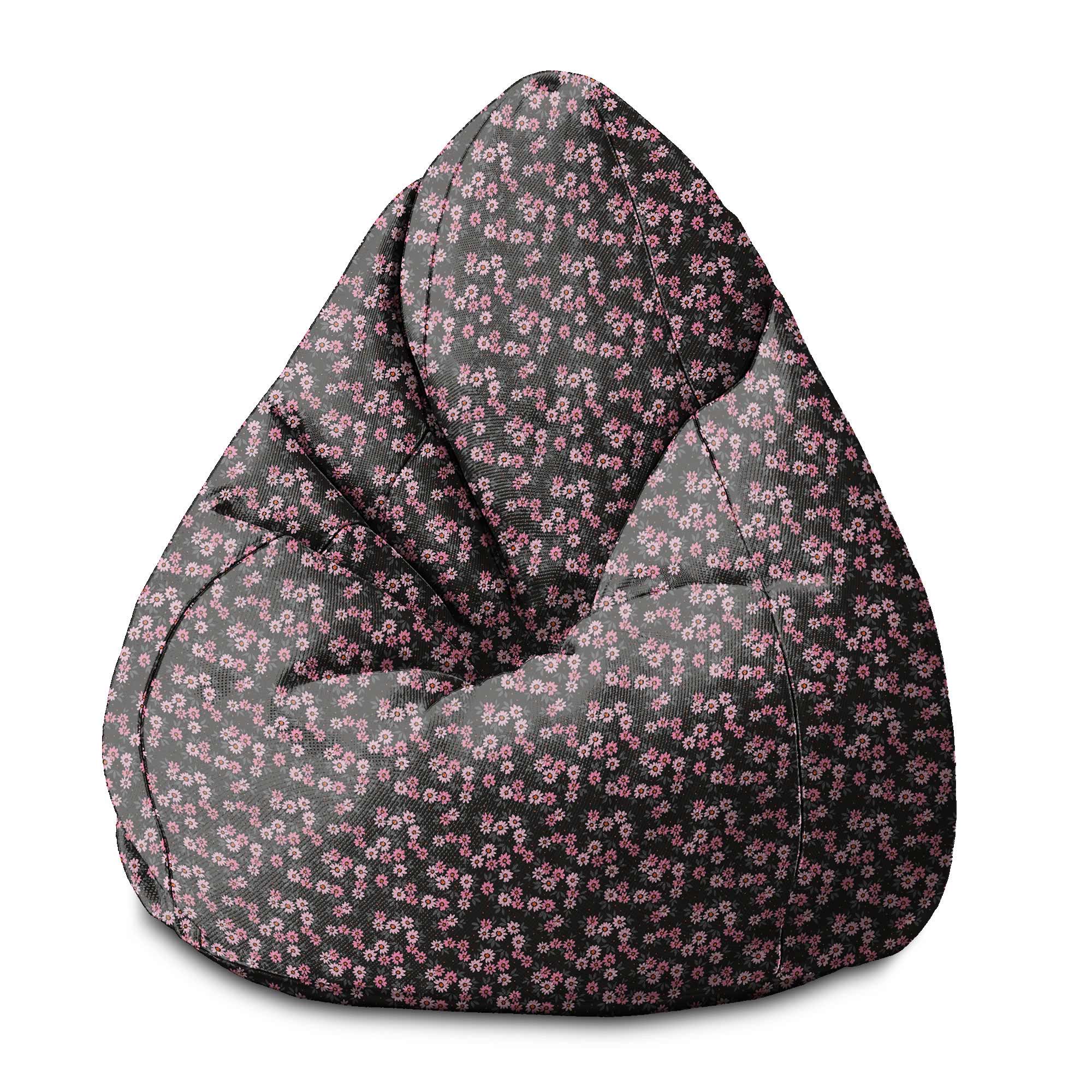 Puf Pearshape Růžový Květinový Vzor-S-Velvet