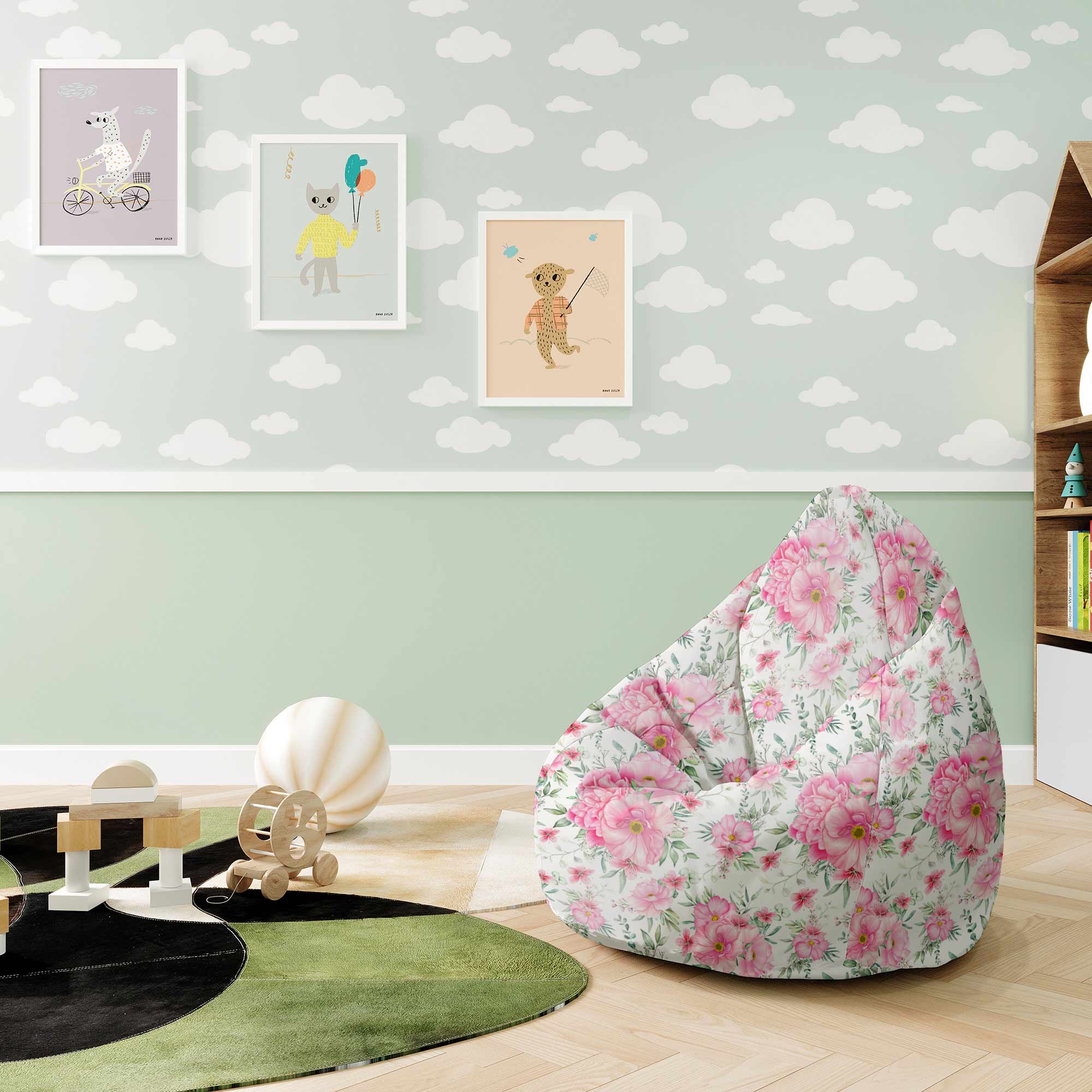 Puf Pearshape Rose Garden-M-Velvet