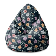 Puf Pearshape Simple Flowers on Navy-S-Oxford