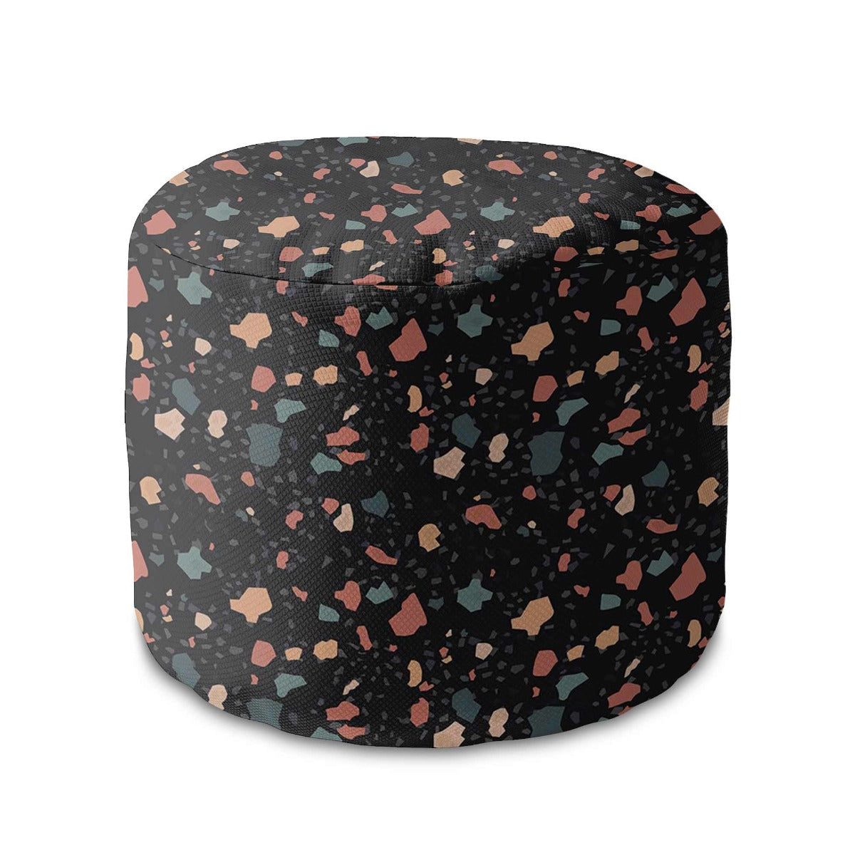 Runder Pouf Fußhocker Dark Terrazzo-Velvet