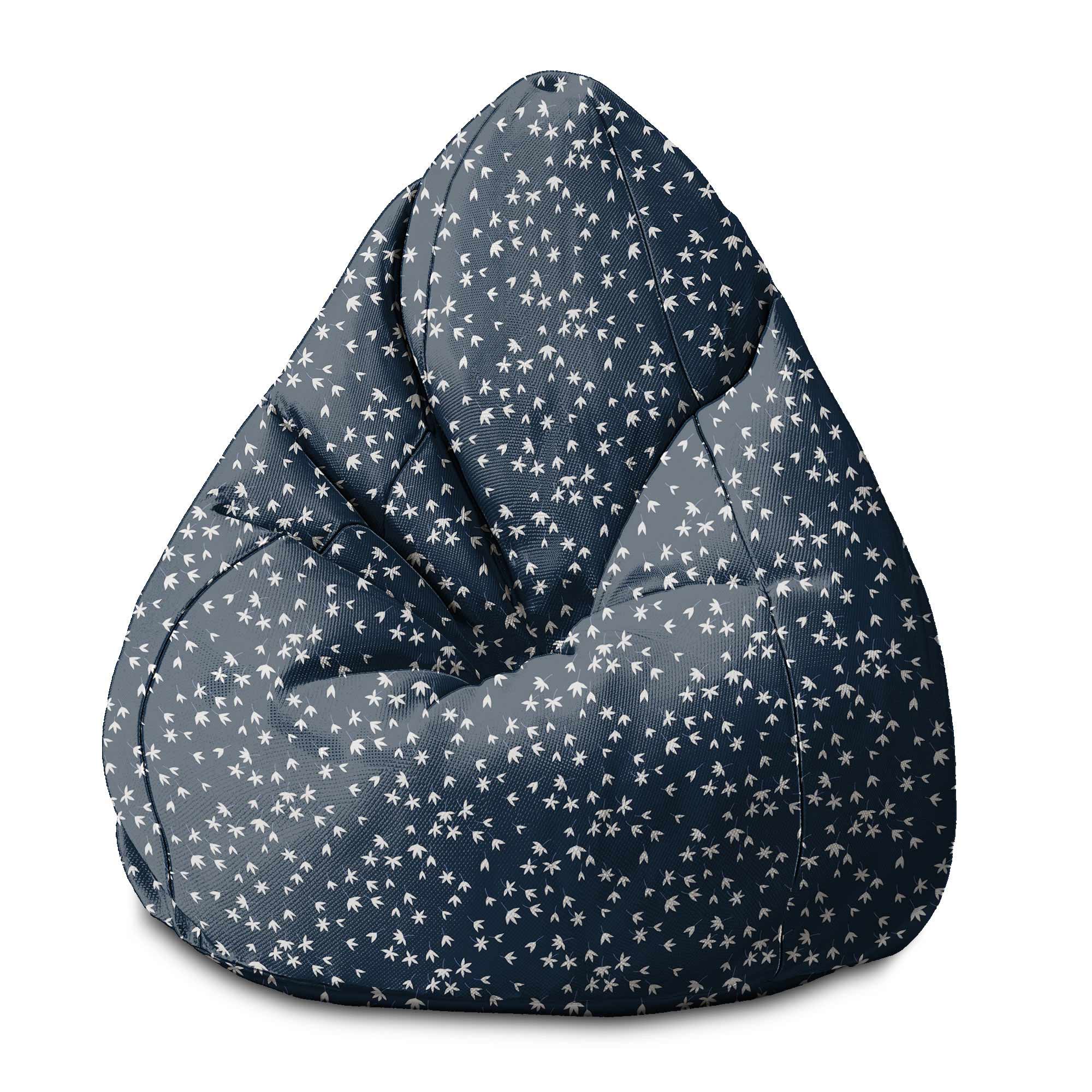 Puf Pearshape Navy Petals-M-Velvet