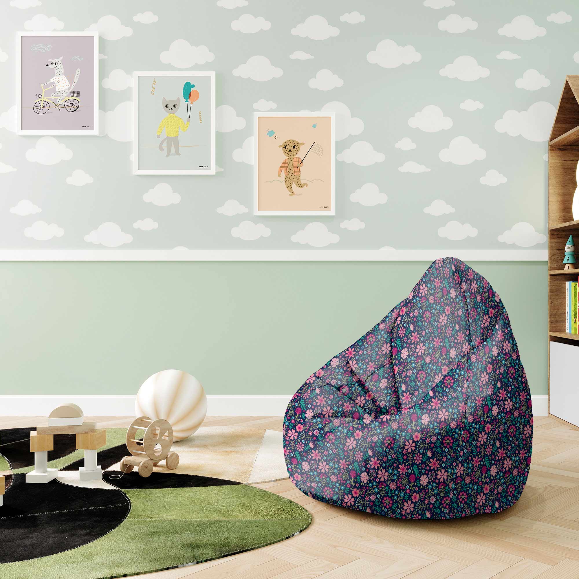 Pear-shaped Pouf Pink Meadow