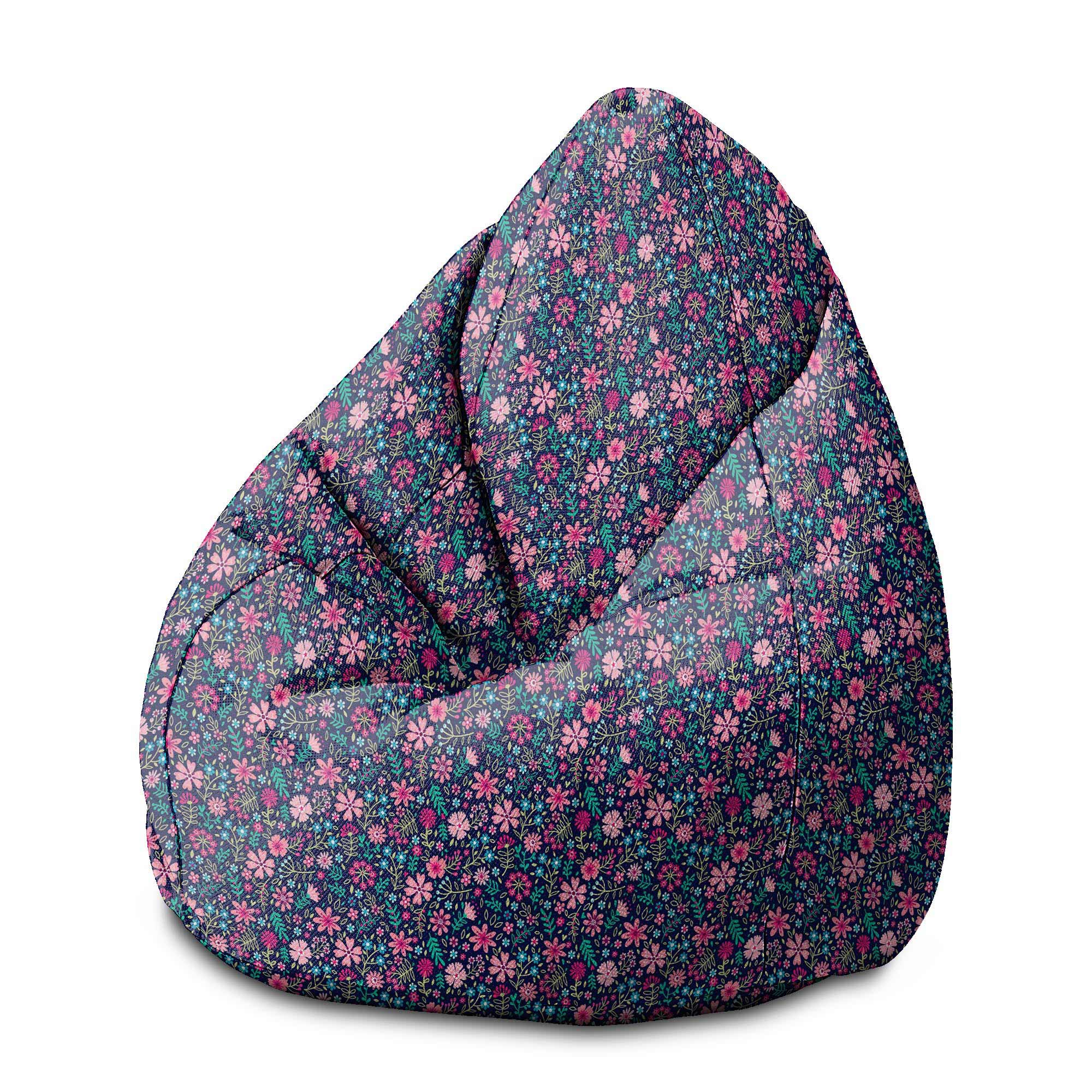 Puf Birnenform Pink Wiese-M-Oxford