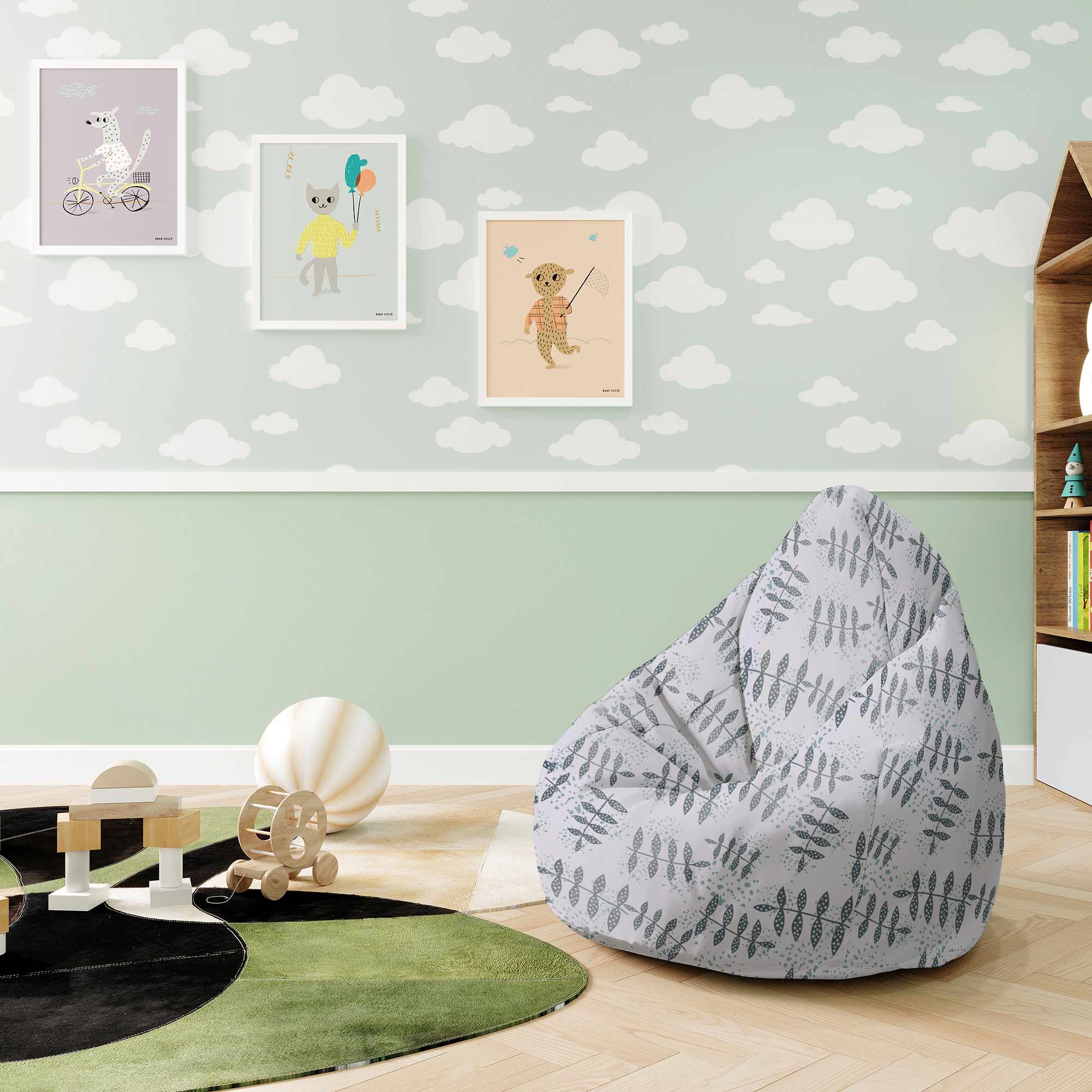 Puf Pearshape Splash Floral Pattern-S-Oxford