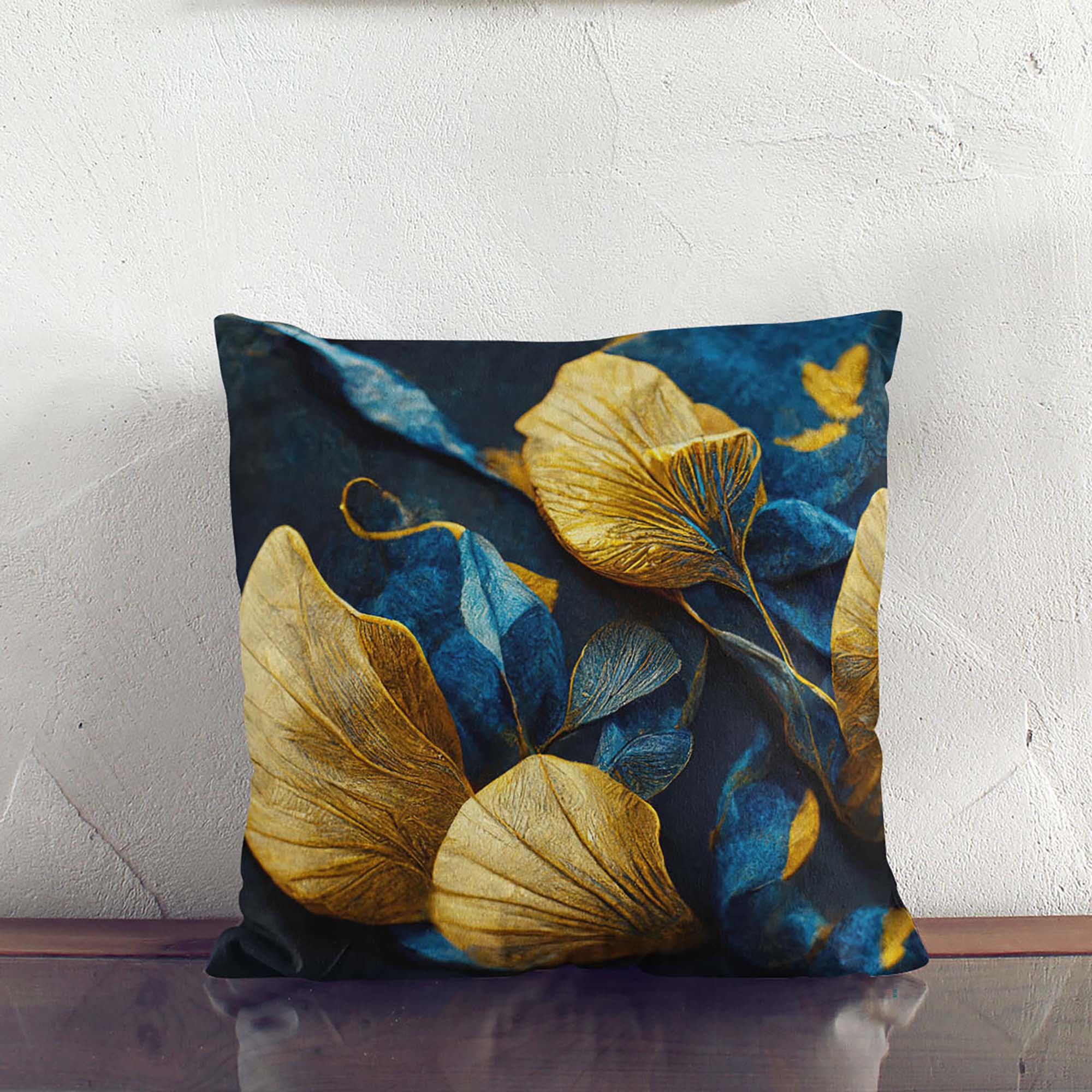 Poduszka Luxury Blue Leaves