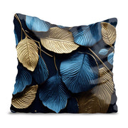 Polštář Gold and Blue Leaves-Panama