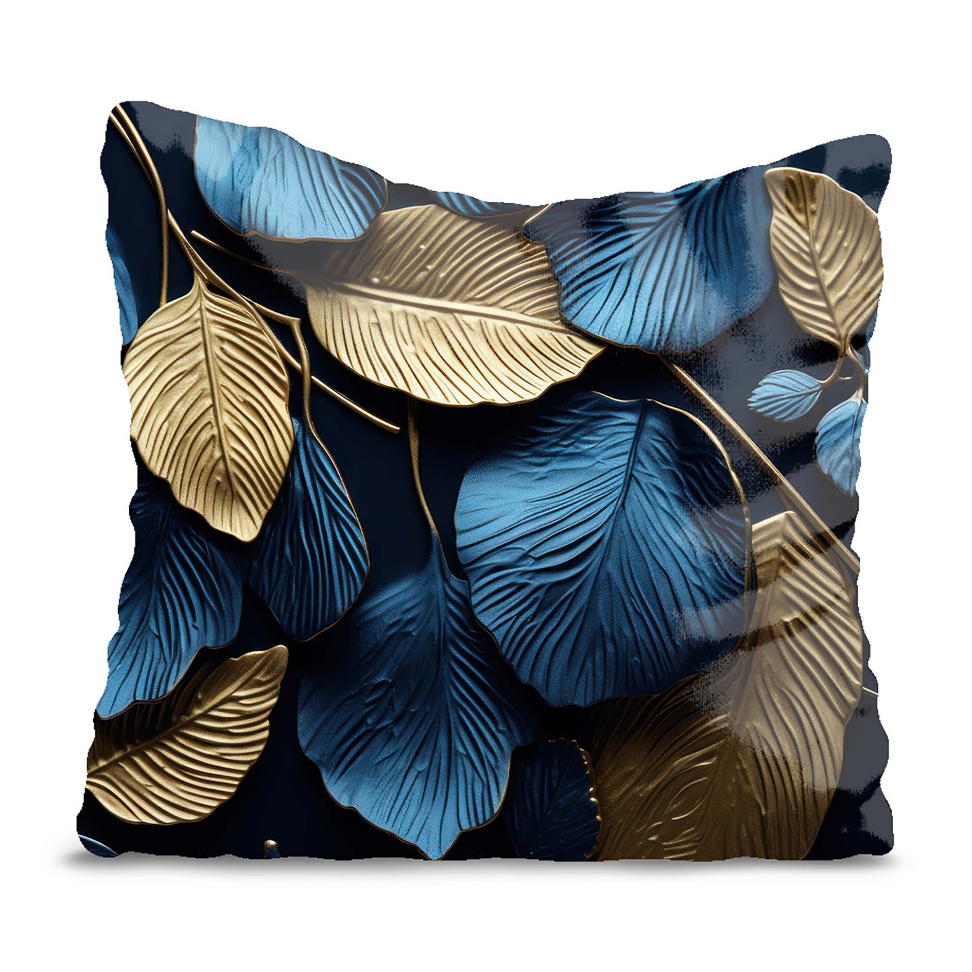 Poduszka Gold and Blue Leaves-Velvet