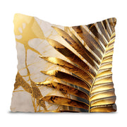Golden Palm Leaf Pillow