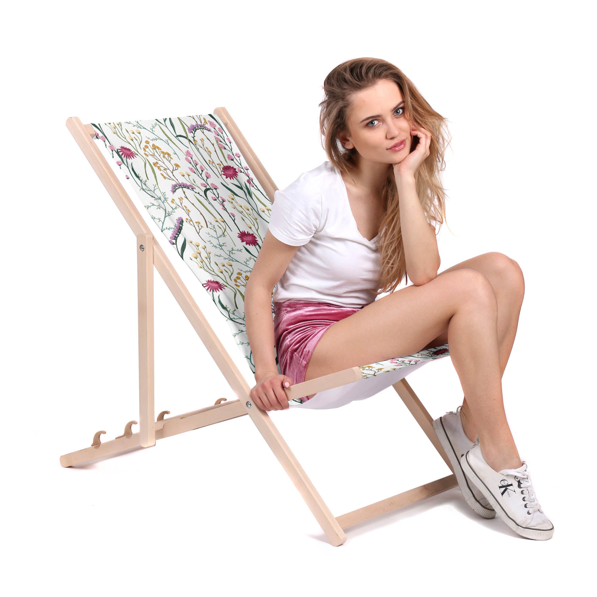 Wooden Deck Chair Dried Flowers-M