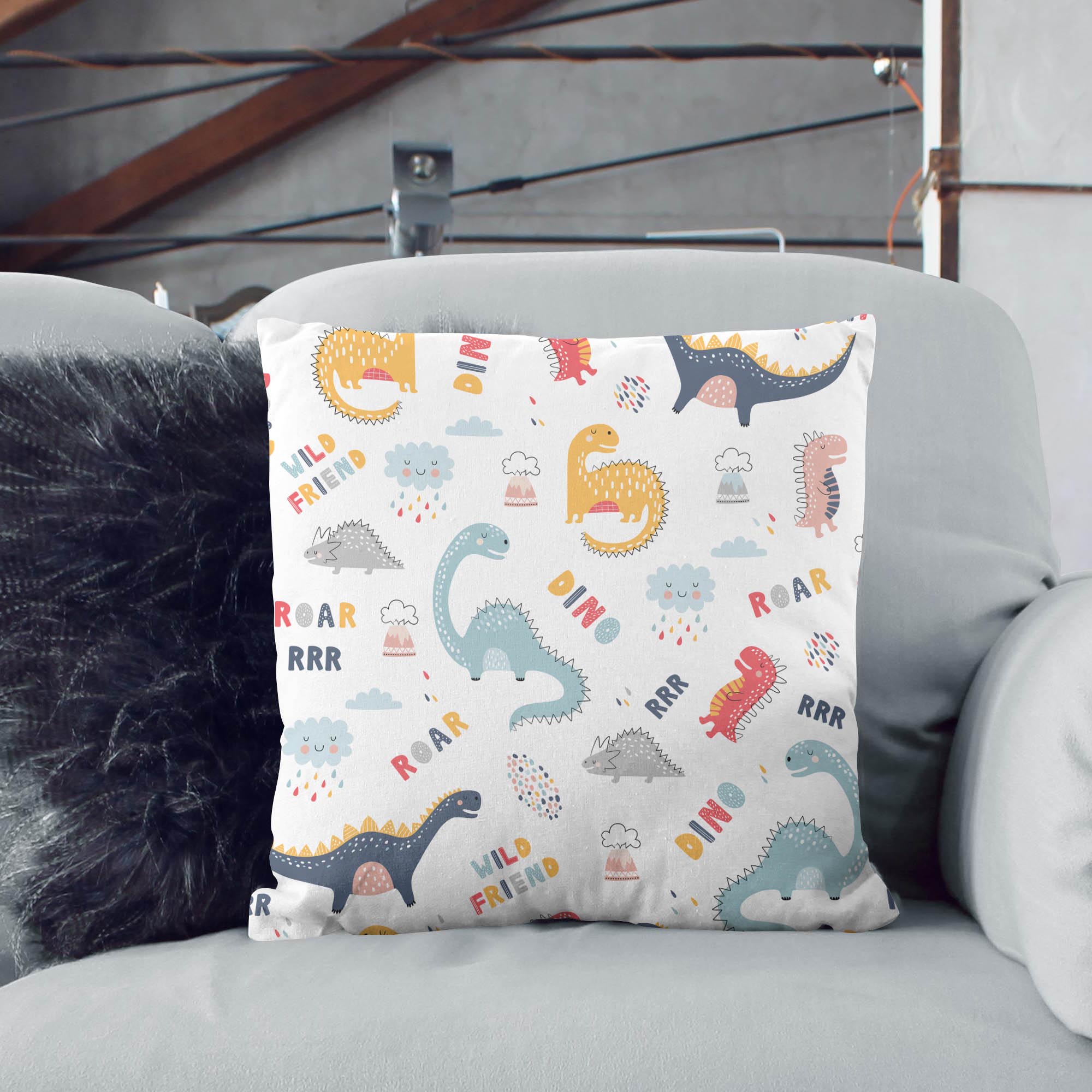 Polštář Funny Kids Dinosaurs-Velvet
