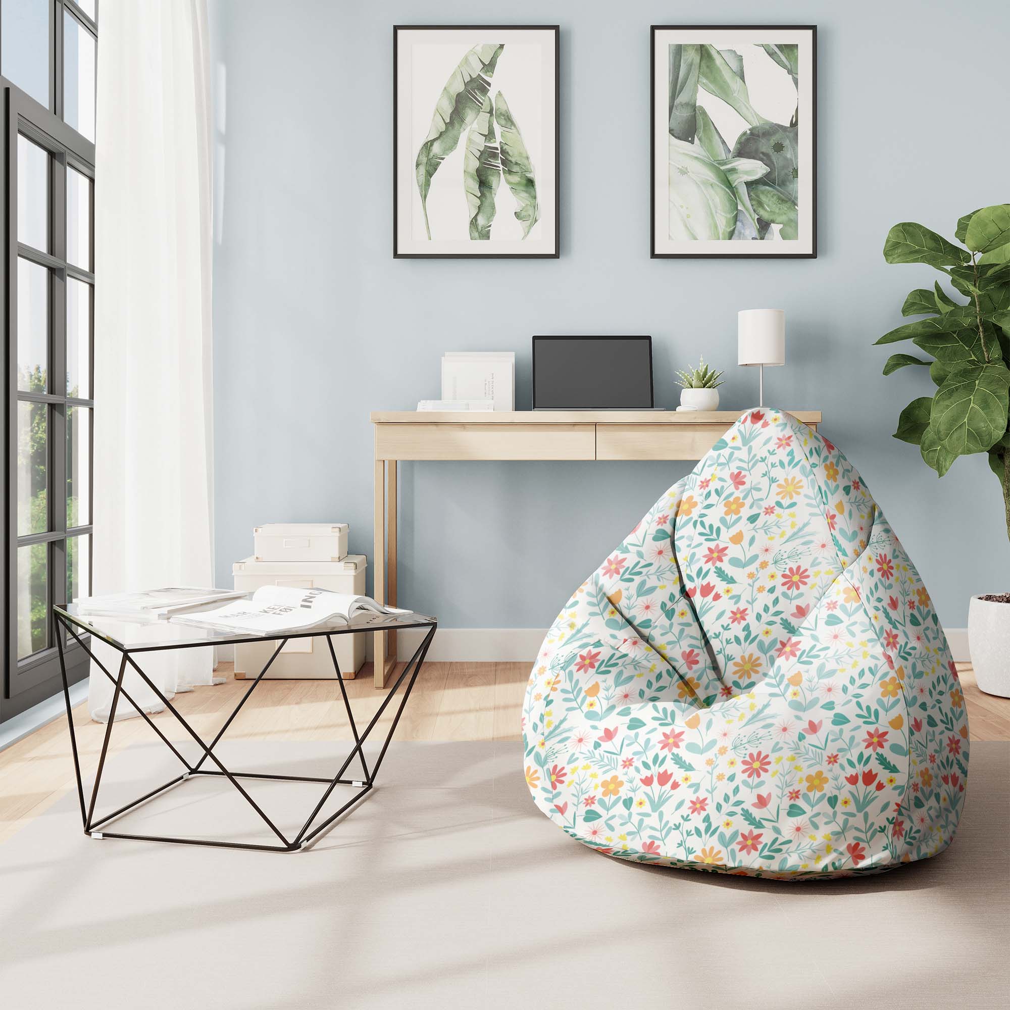 Pearshape Pouf Floral Adventure-M-Oxford
