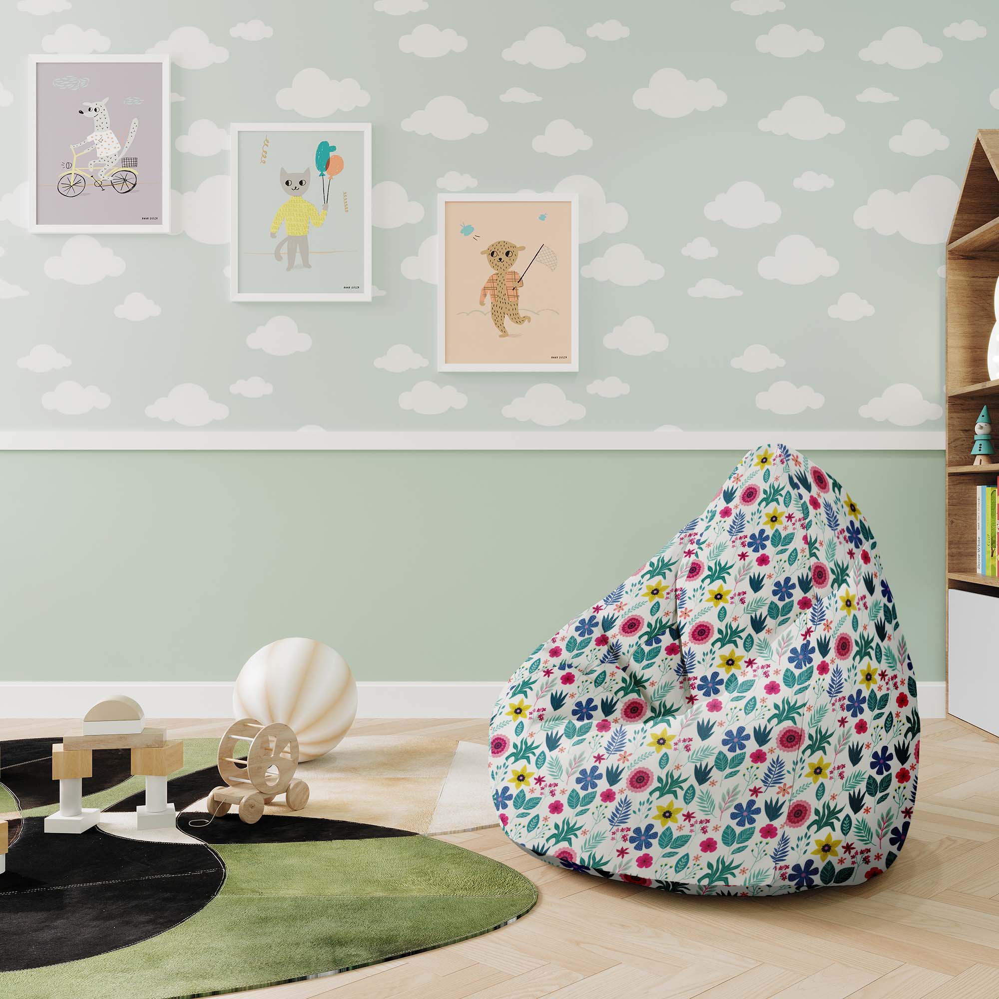 Puf Pearshape Floral Elegance