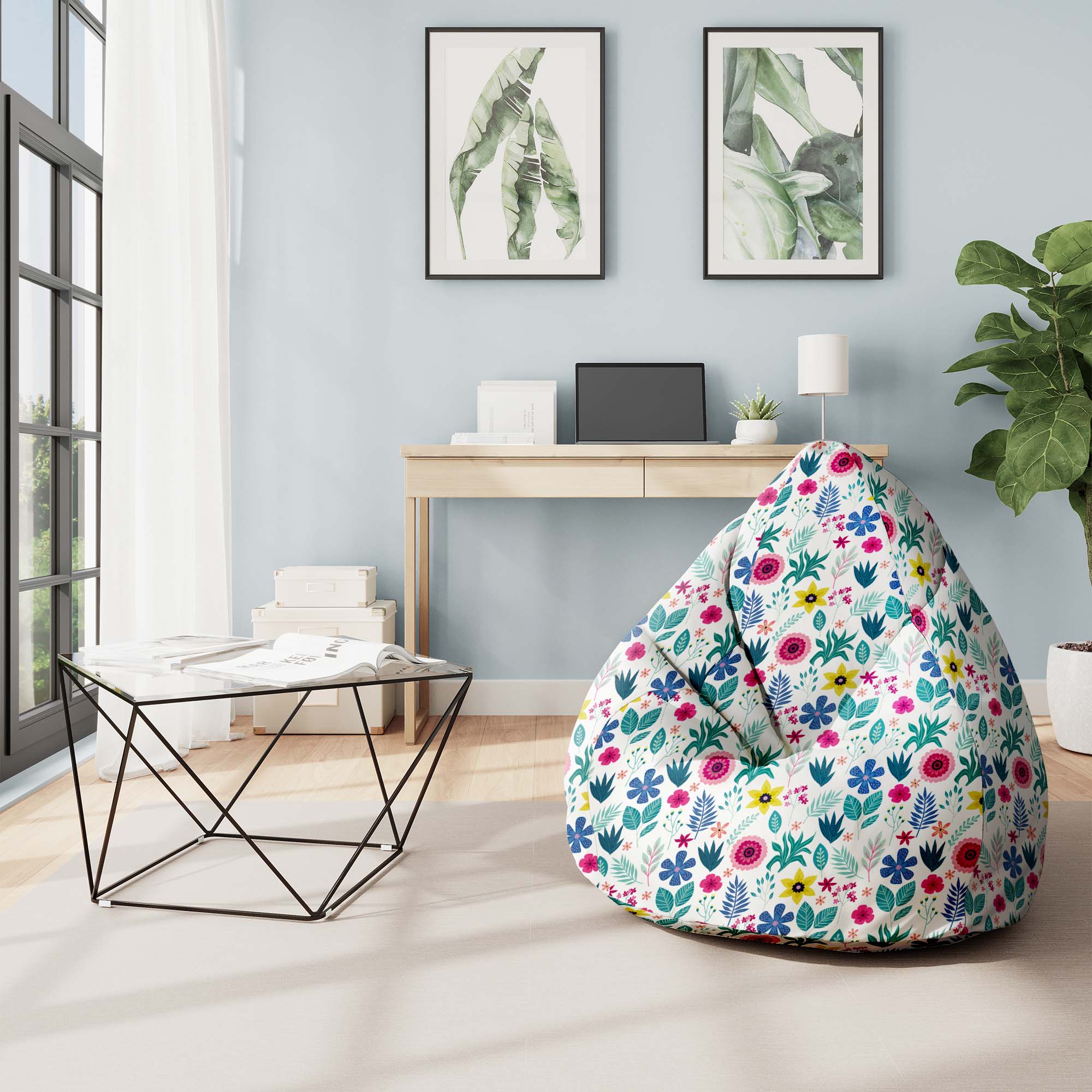 Puf Birnenform Blumige Eleganz -S-Samt