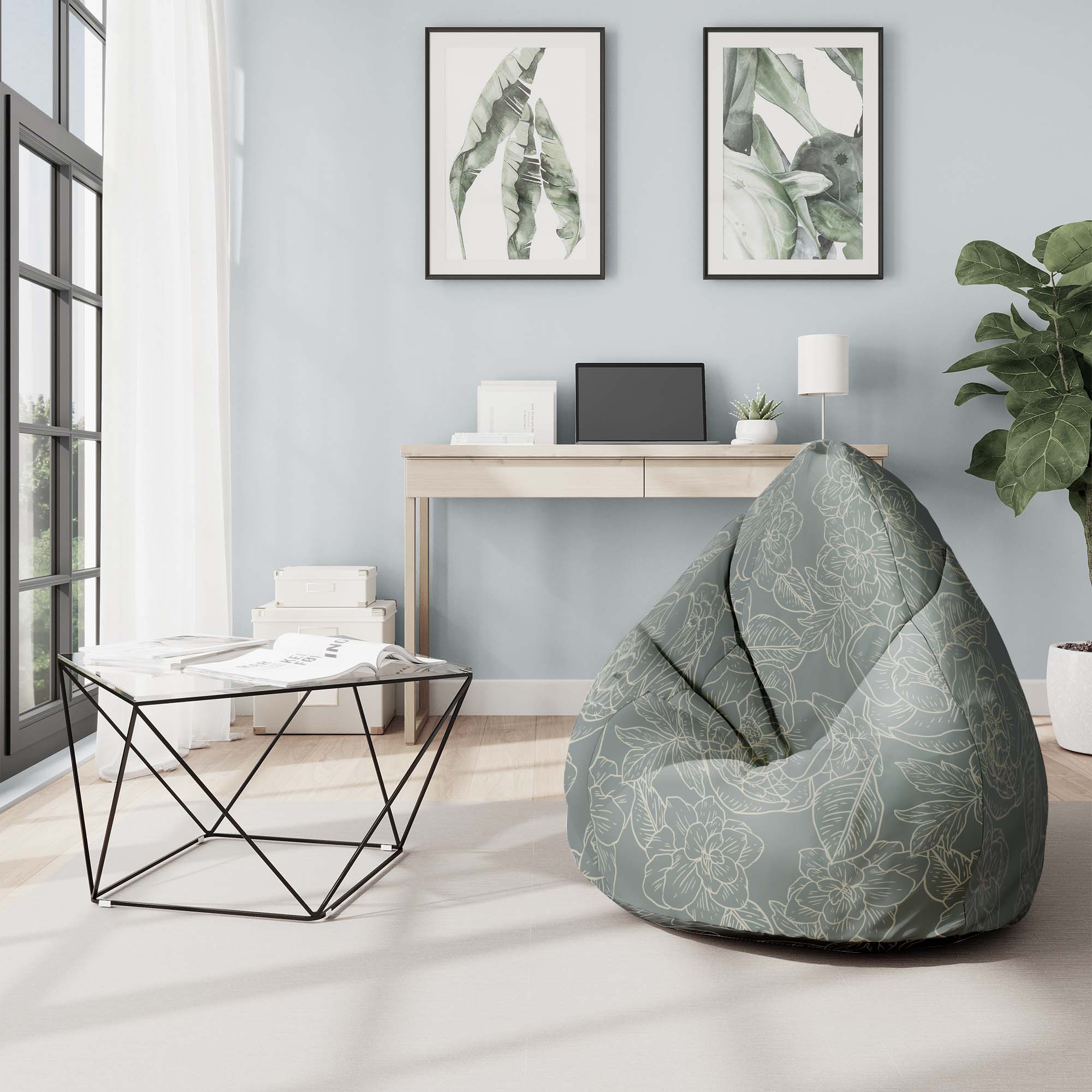 Puf Pearshape Floral Elegant Leaves-Velvet