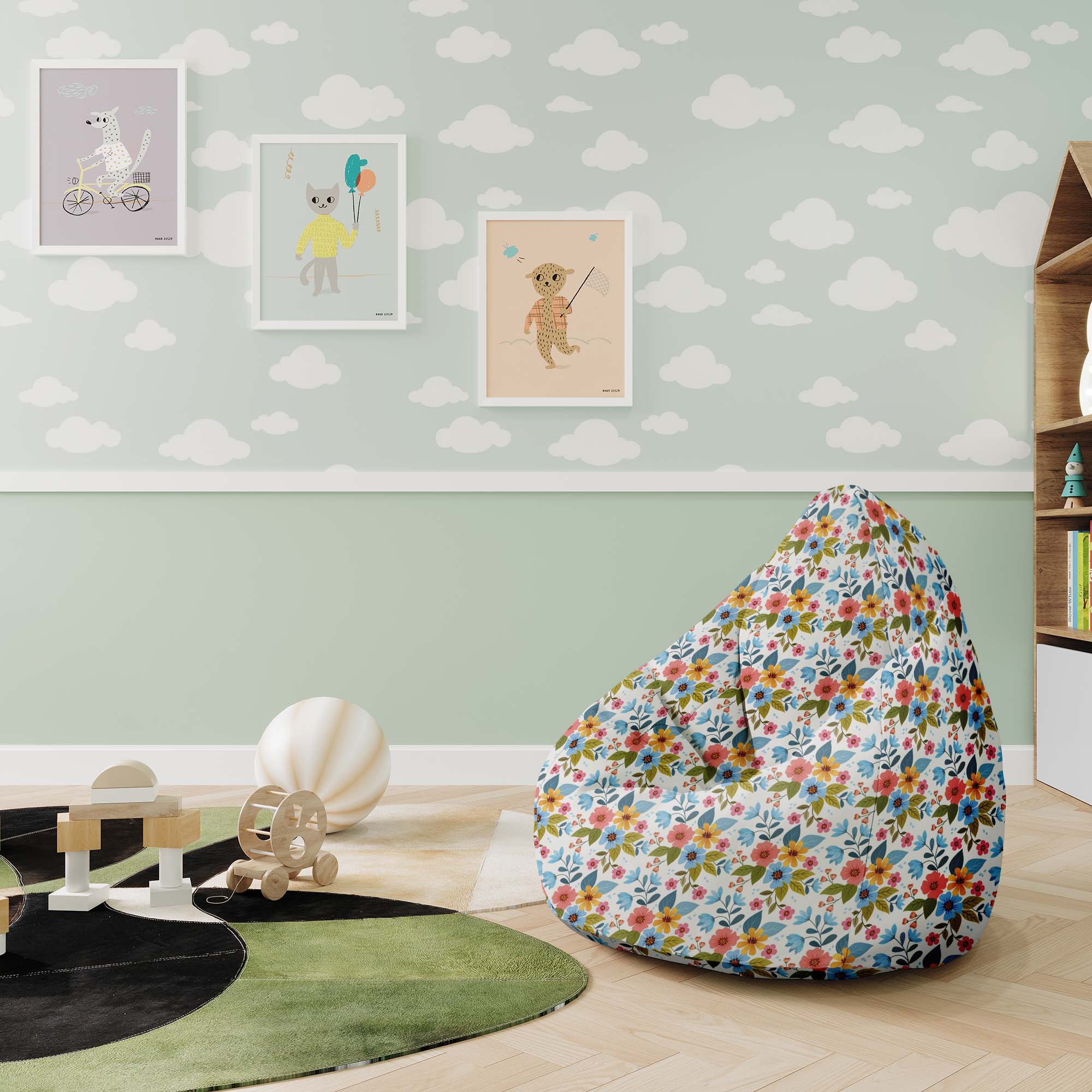 Puf Pearshape Floral Fantasy-S-Velvet