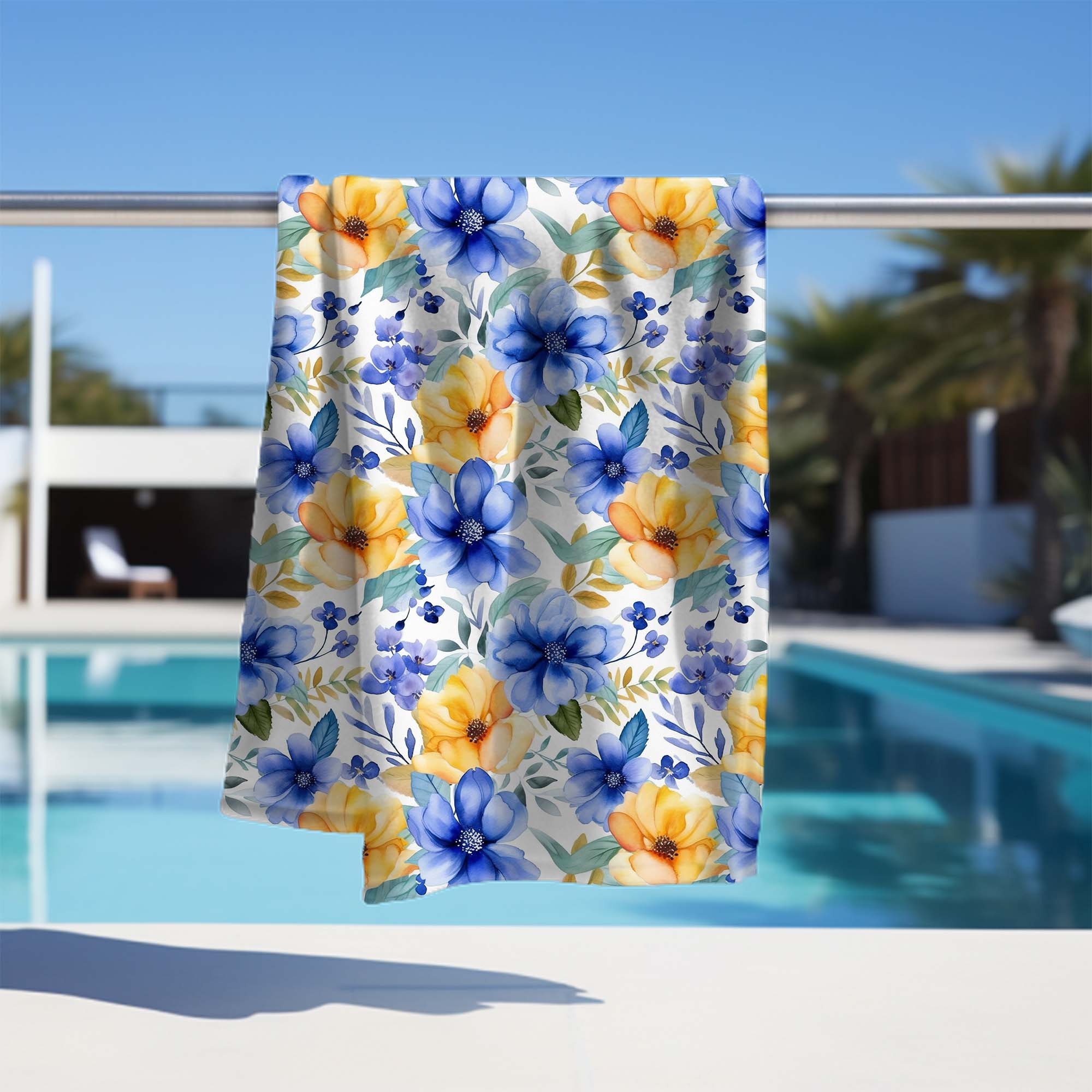 Handtuch Gelb-blaue Blumen-70x140 cm