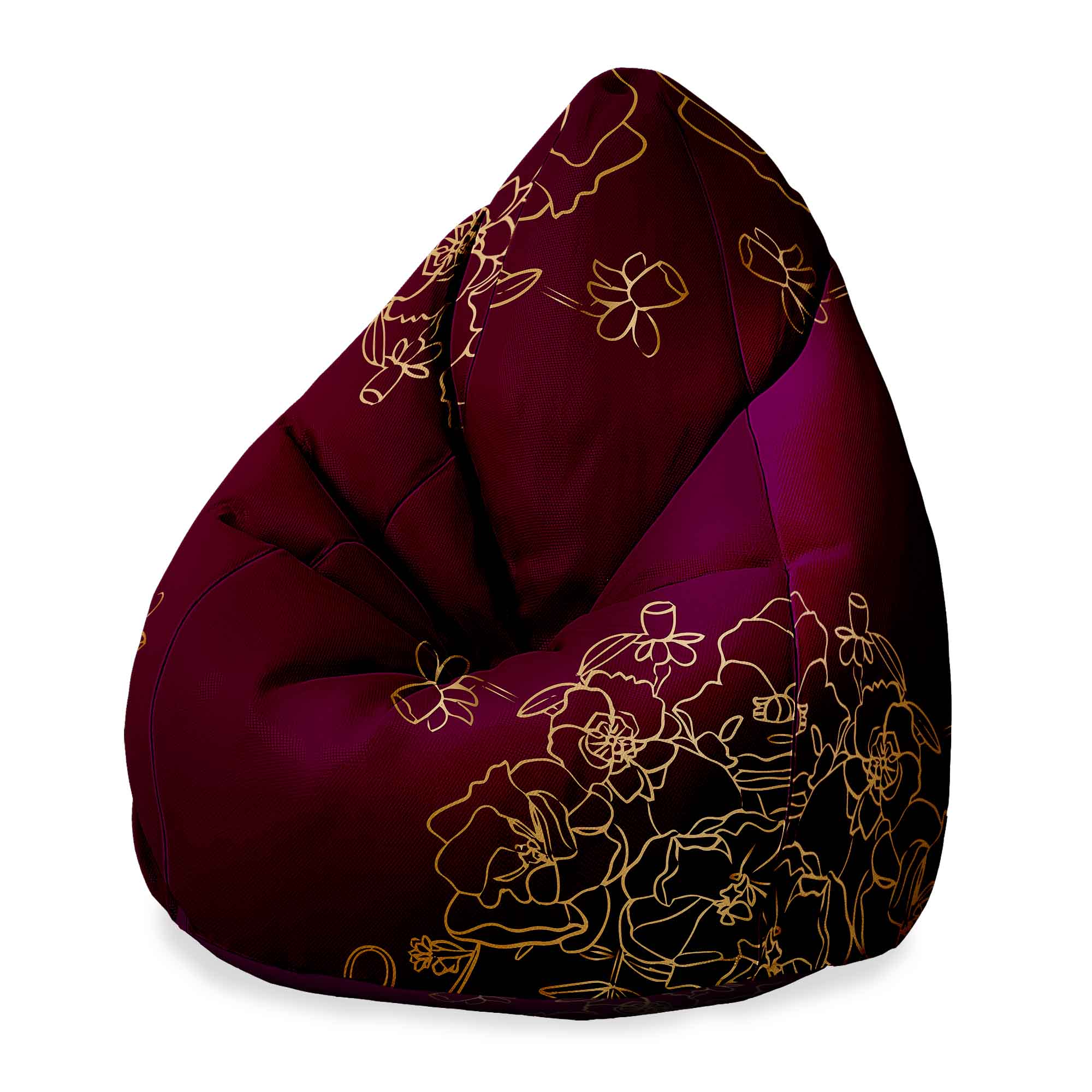 Puf Pearshape Gold Roses-S-Oxford