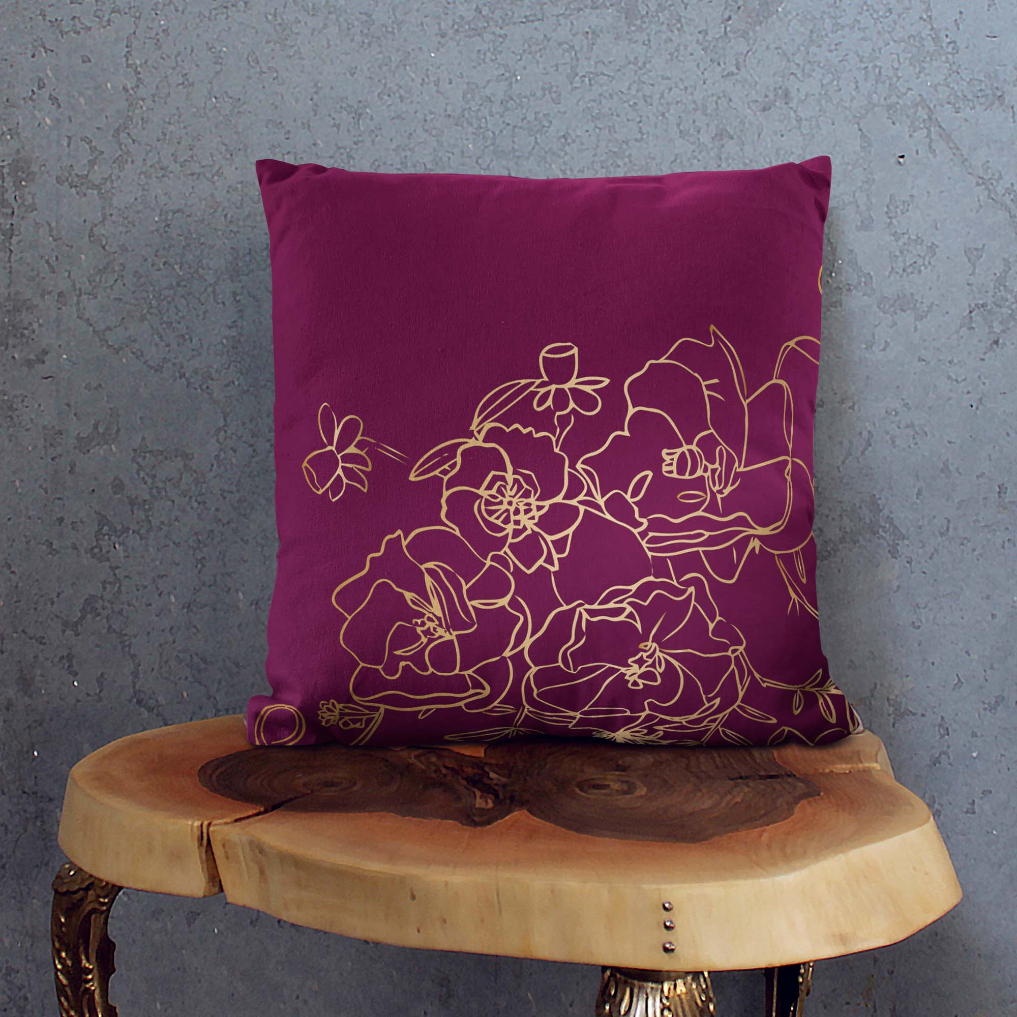 Gold Roses-Panama Pillow