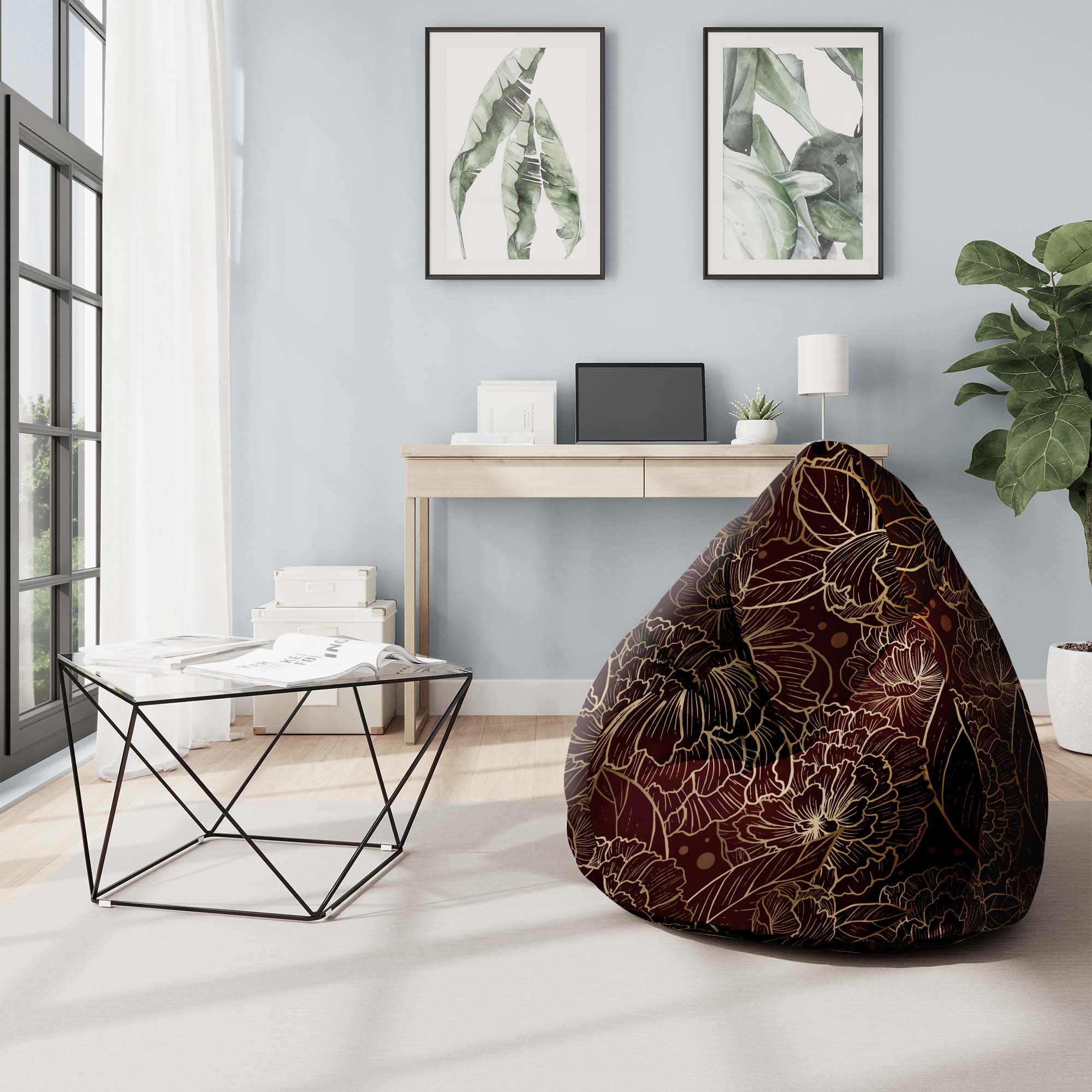 Puf Pearshape Deep Peonia