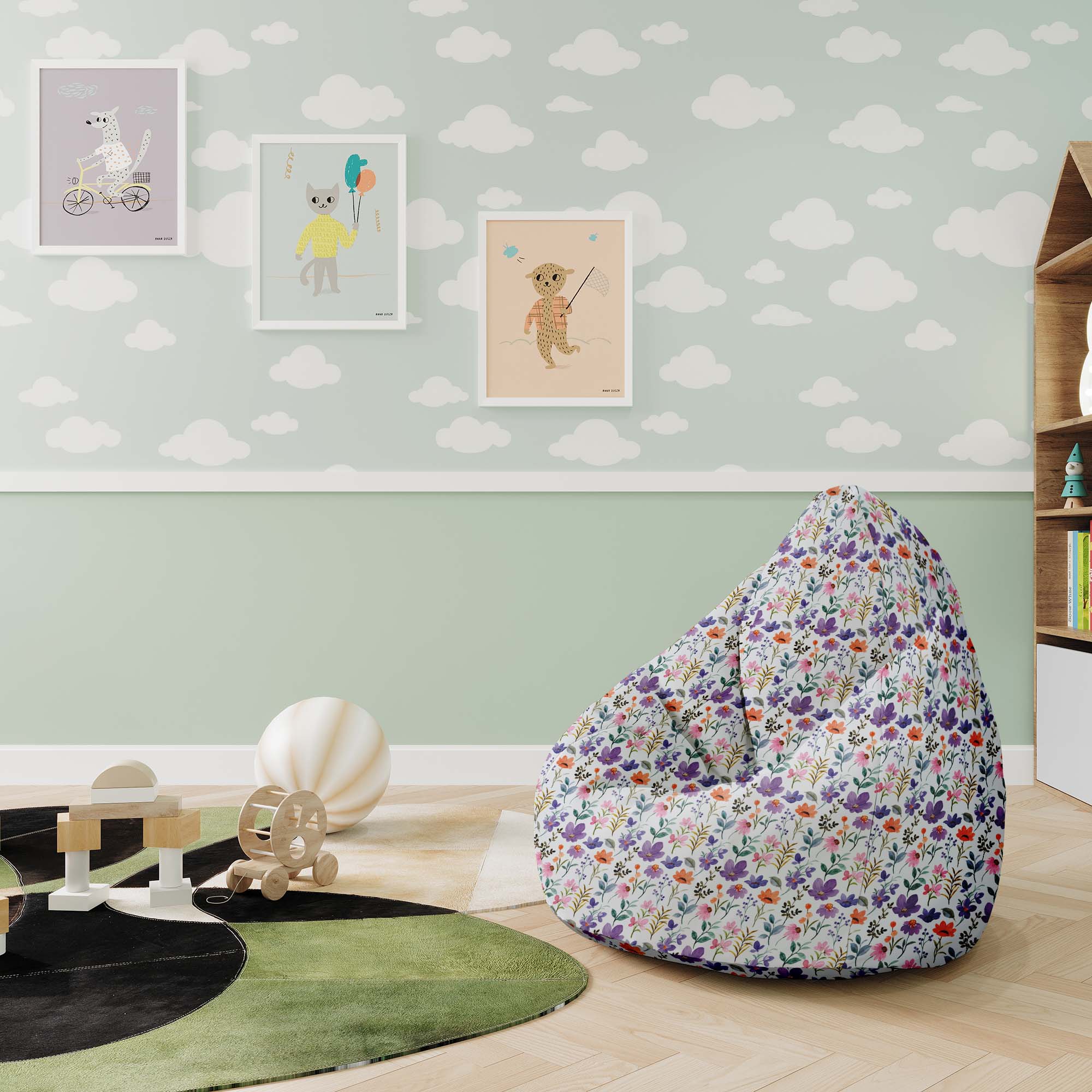 Puf Pearshape Land of Flowers