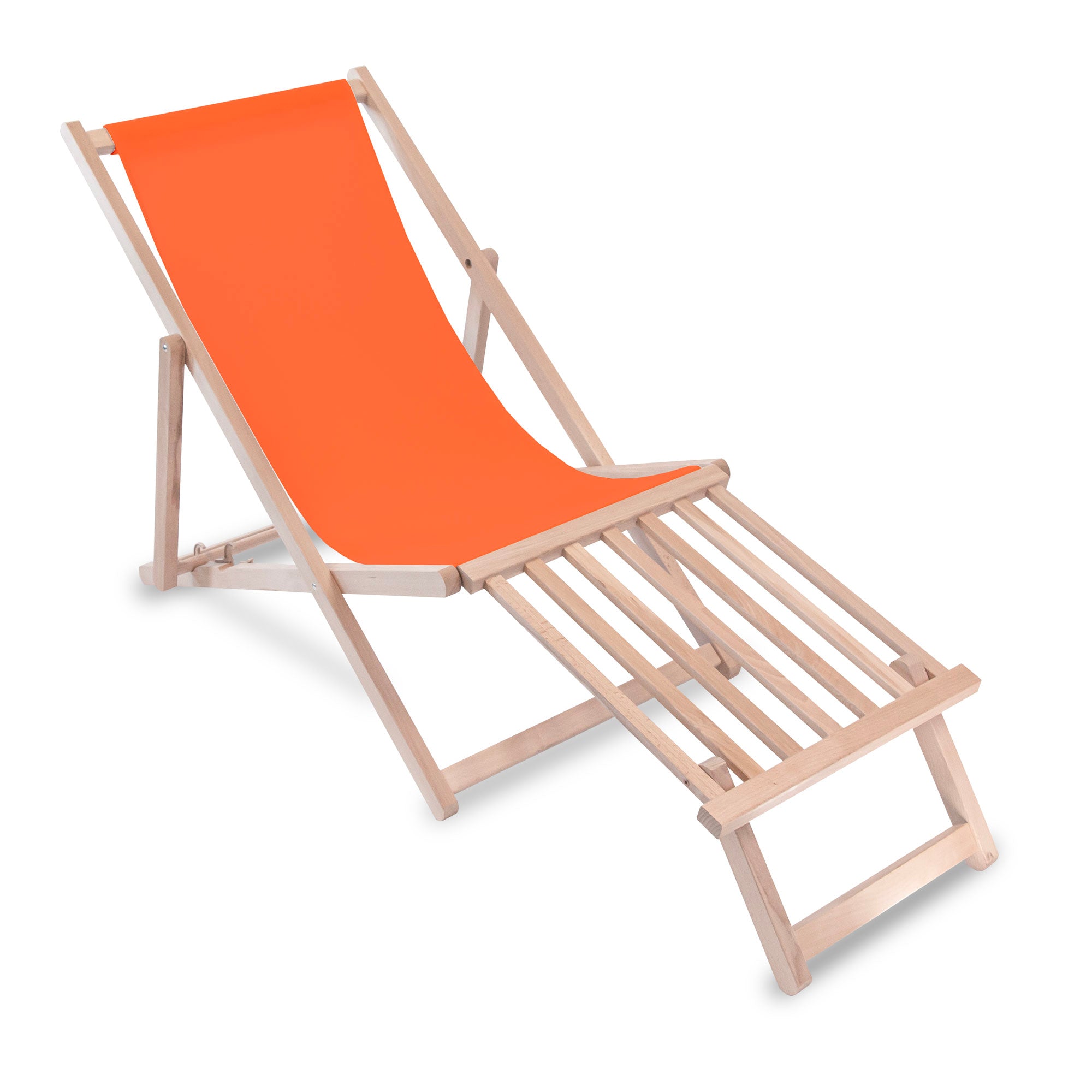 Leżak drewniany z podnóżkiem drewnianym Orange