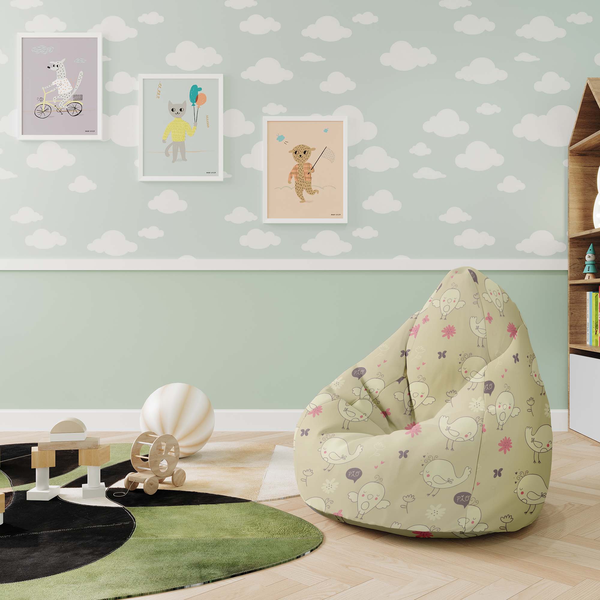 Puf Pearshape Little Birds-M