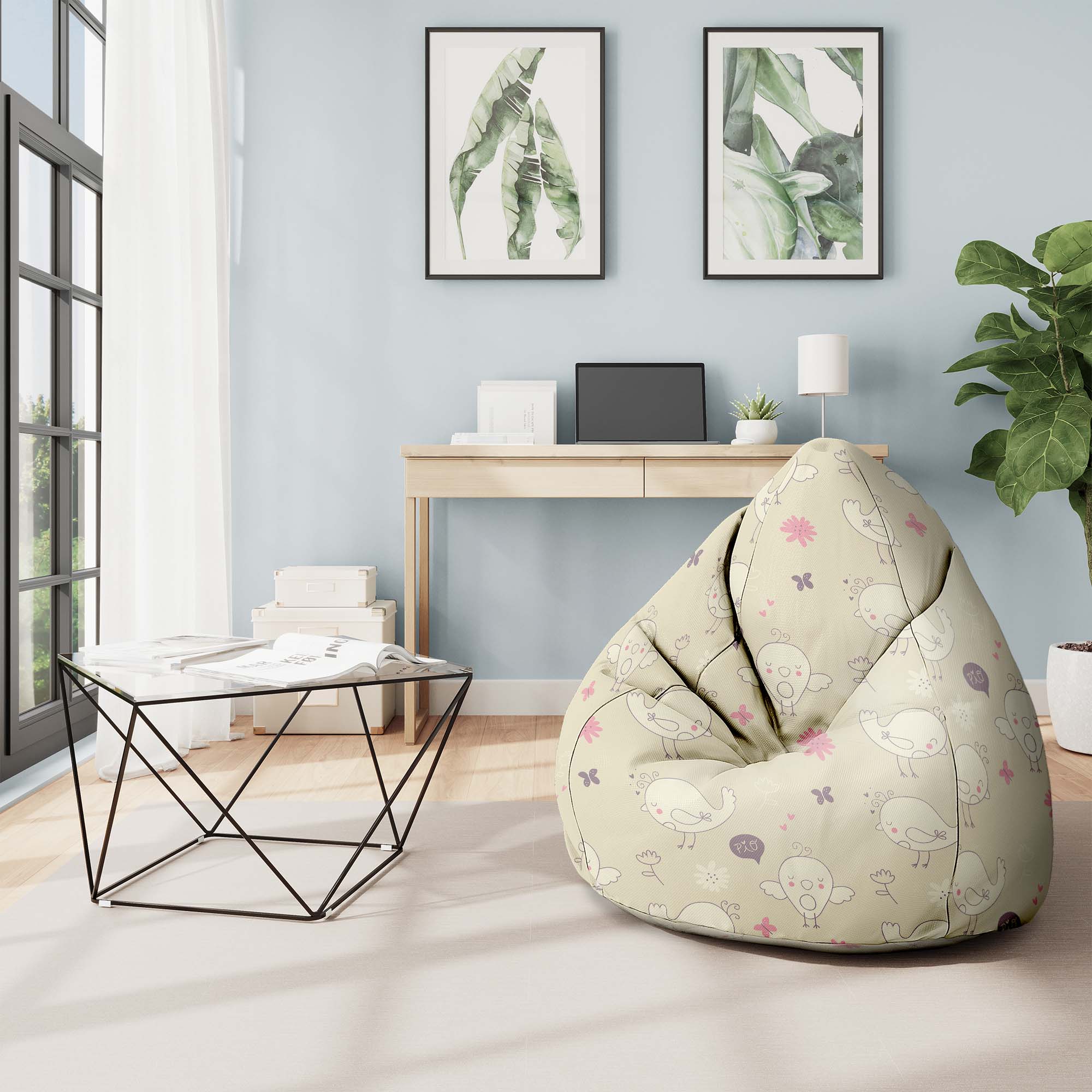 Puf Pearshape Little Birds-M