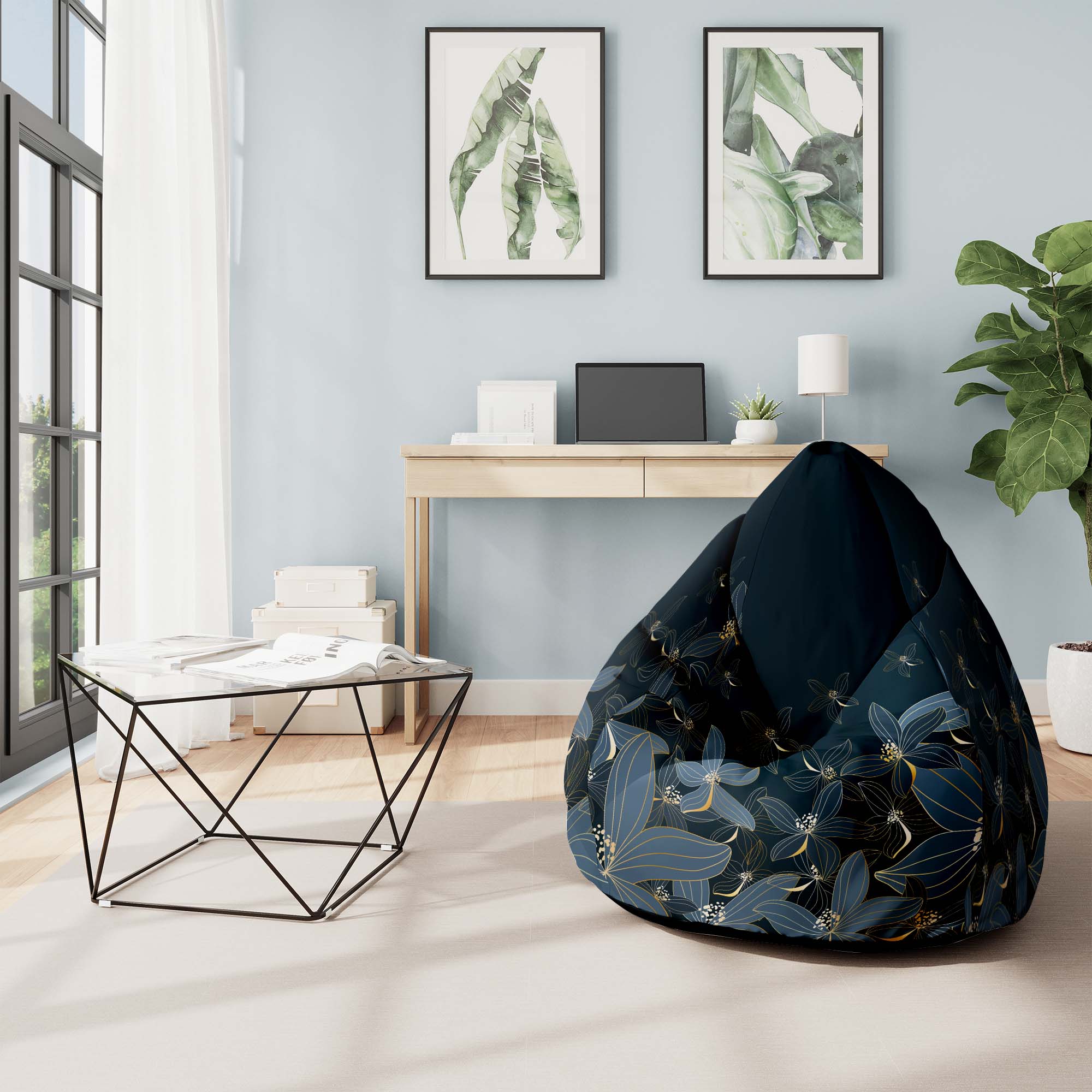 Puf Pearshape Navy Night-Velvet