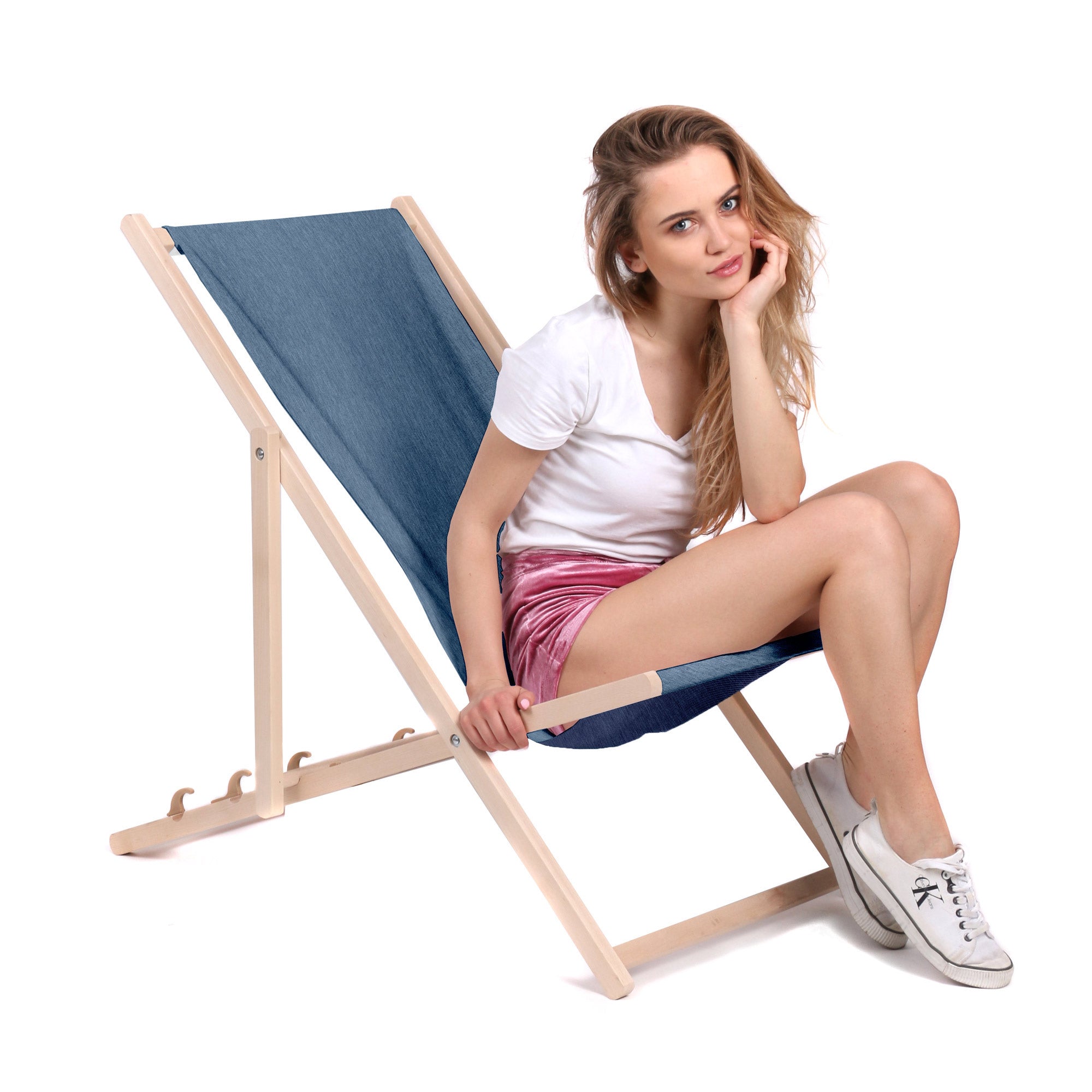 Leżak drewniany Imitacja Jeansu Nordic Blue