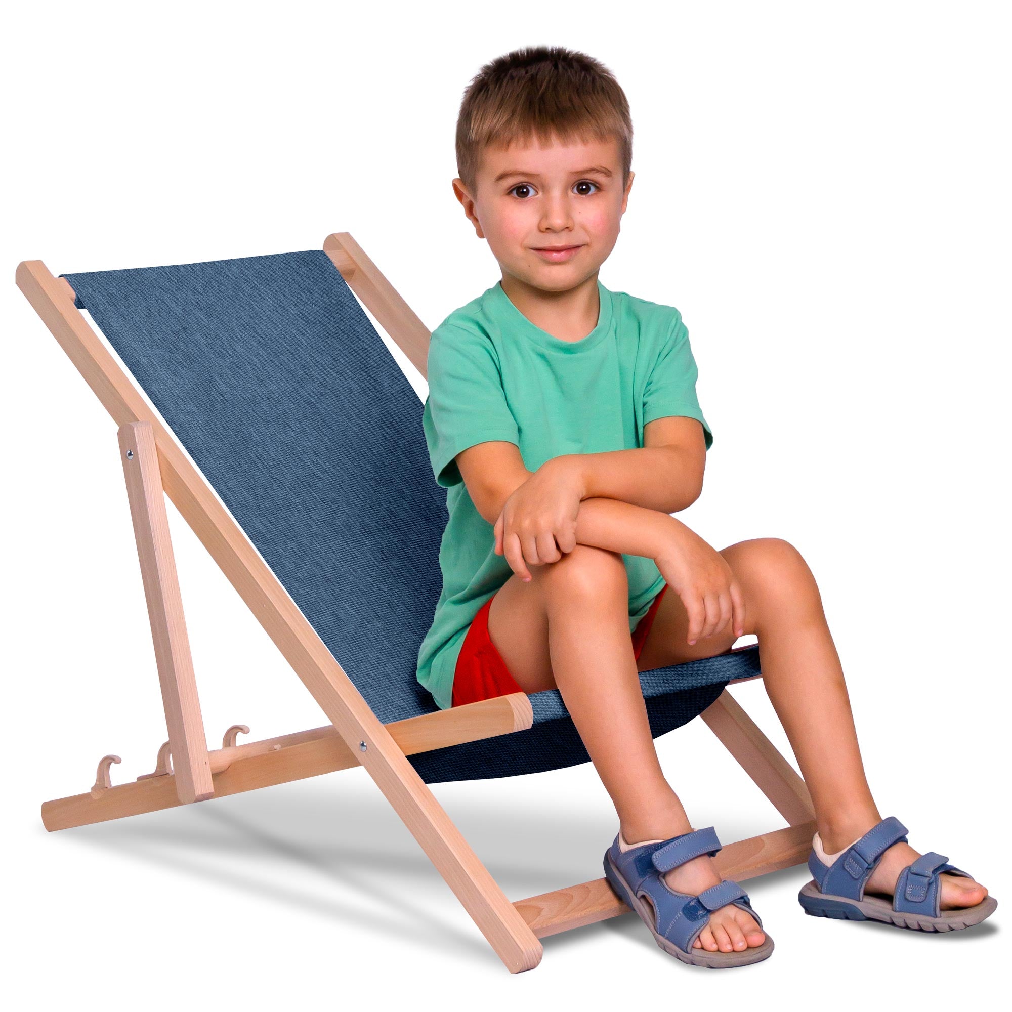 Holzliegestuhl Jeans-Imitat Nordic Blue-S