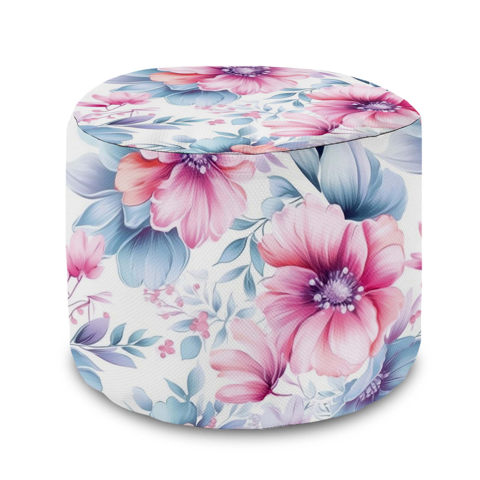 Puf okrągły podnóżek Pastel Flowers-Velvet
